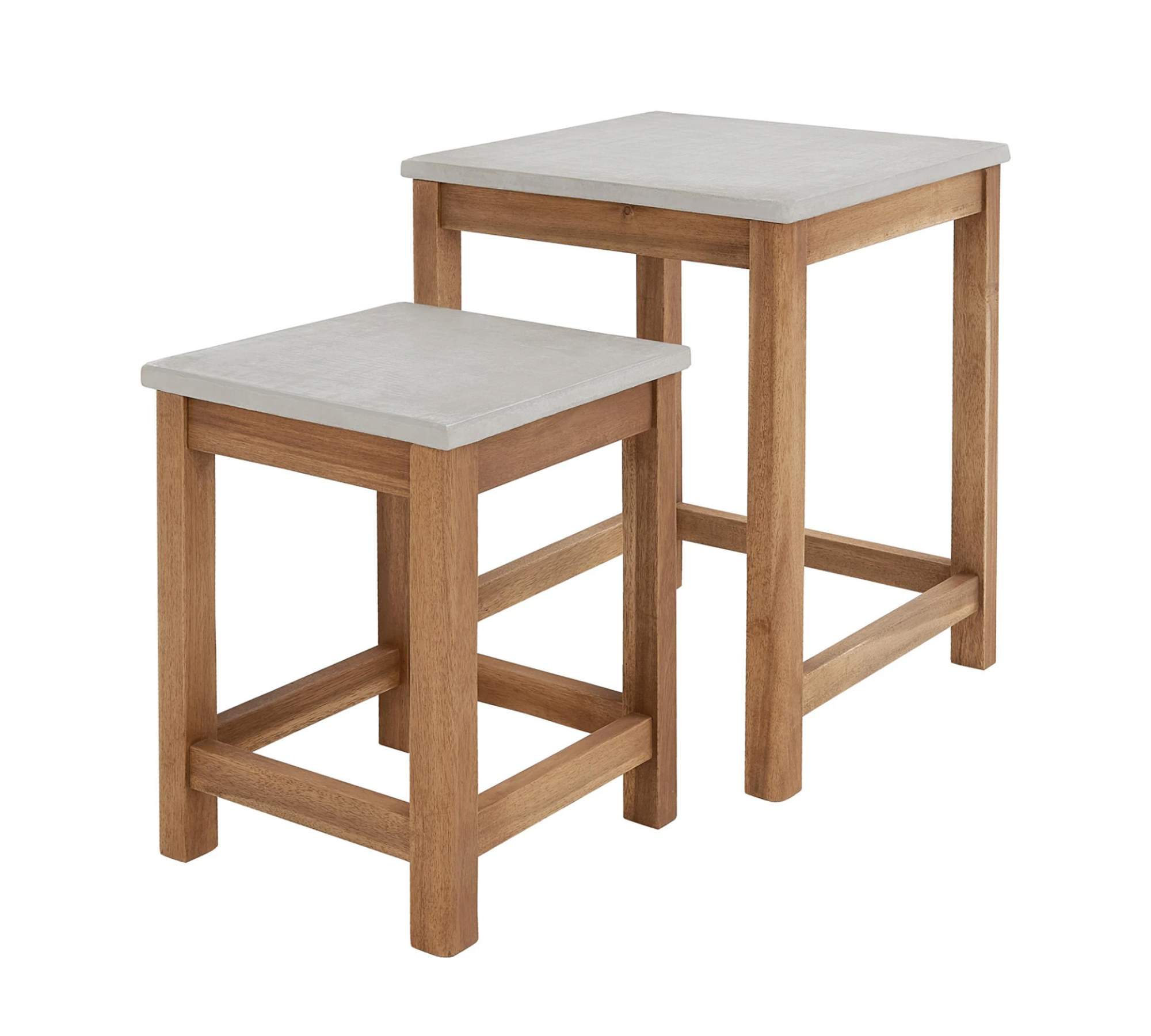 2x Beistelltisch Massivholz Beton Braun