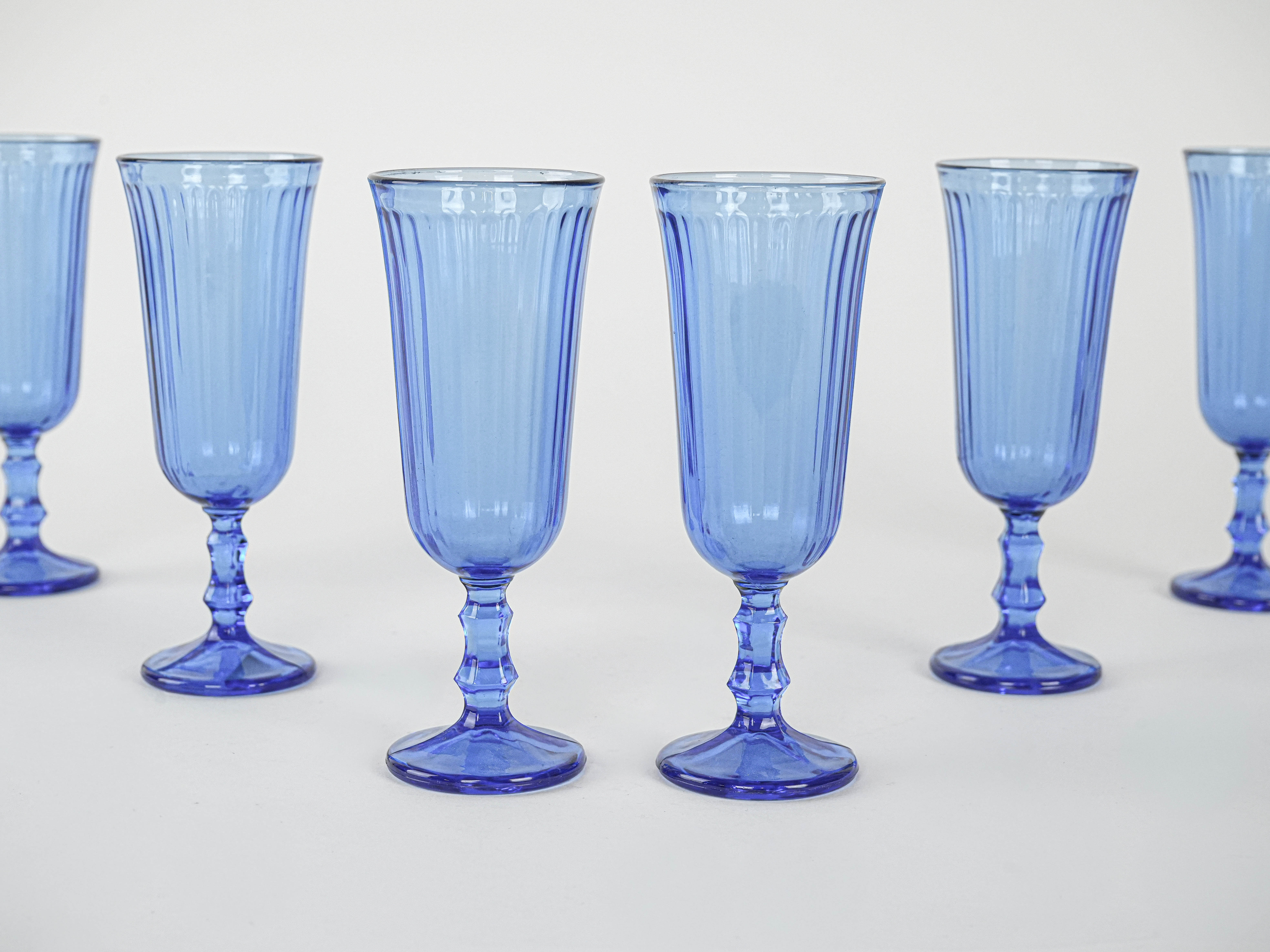 Champagnergläser-Set Kobaltblau 1970er Jahre