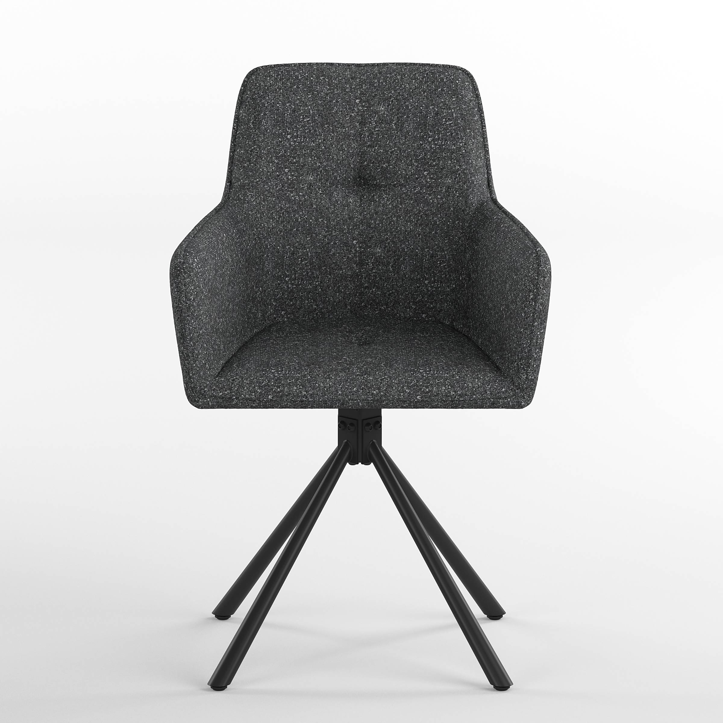 Garden chair Zenari set of 2 steel woven fabric black grey