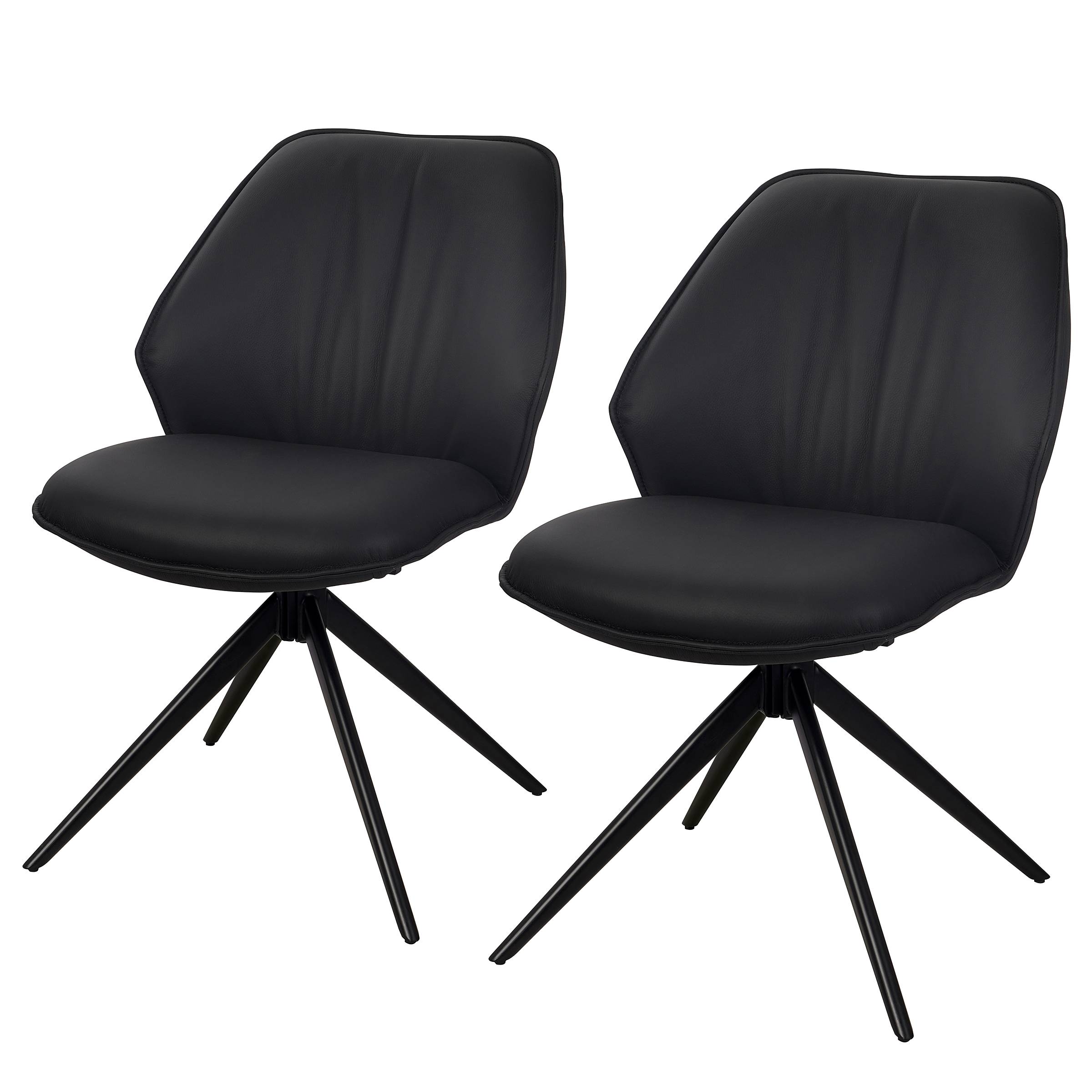2x Linni Upholstered Swivel Chair Black