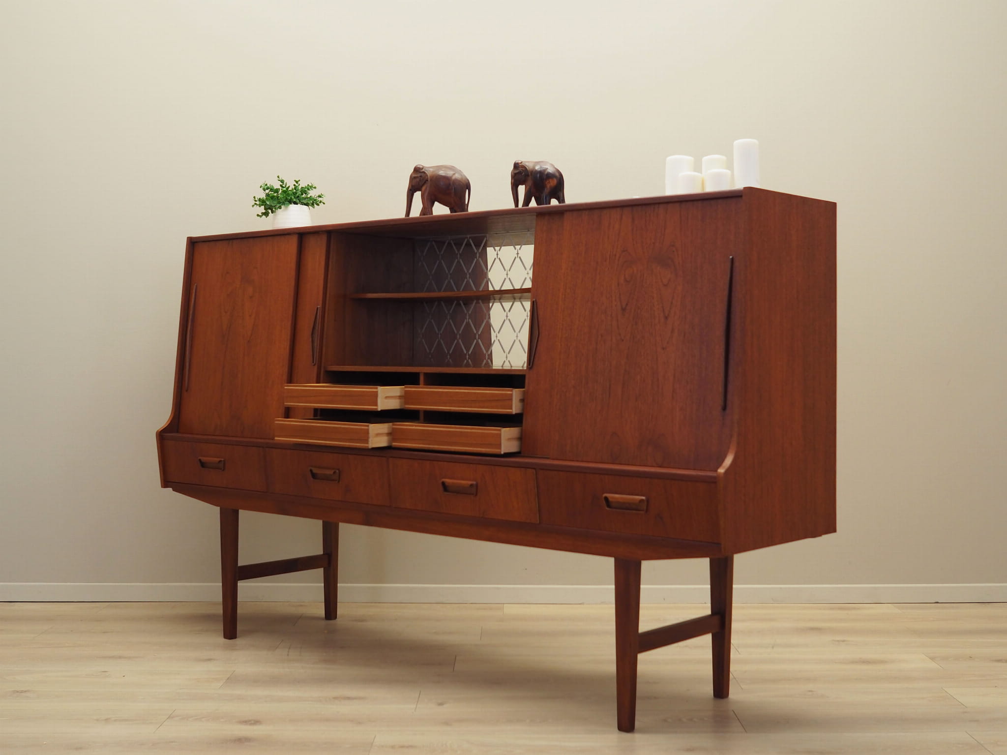Highboard Teak Wood Brown 1960s