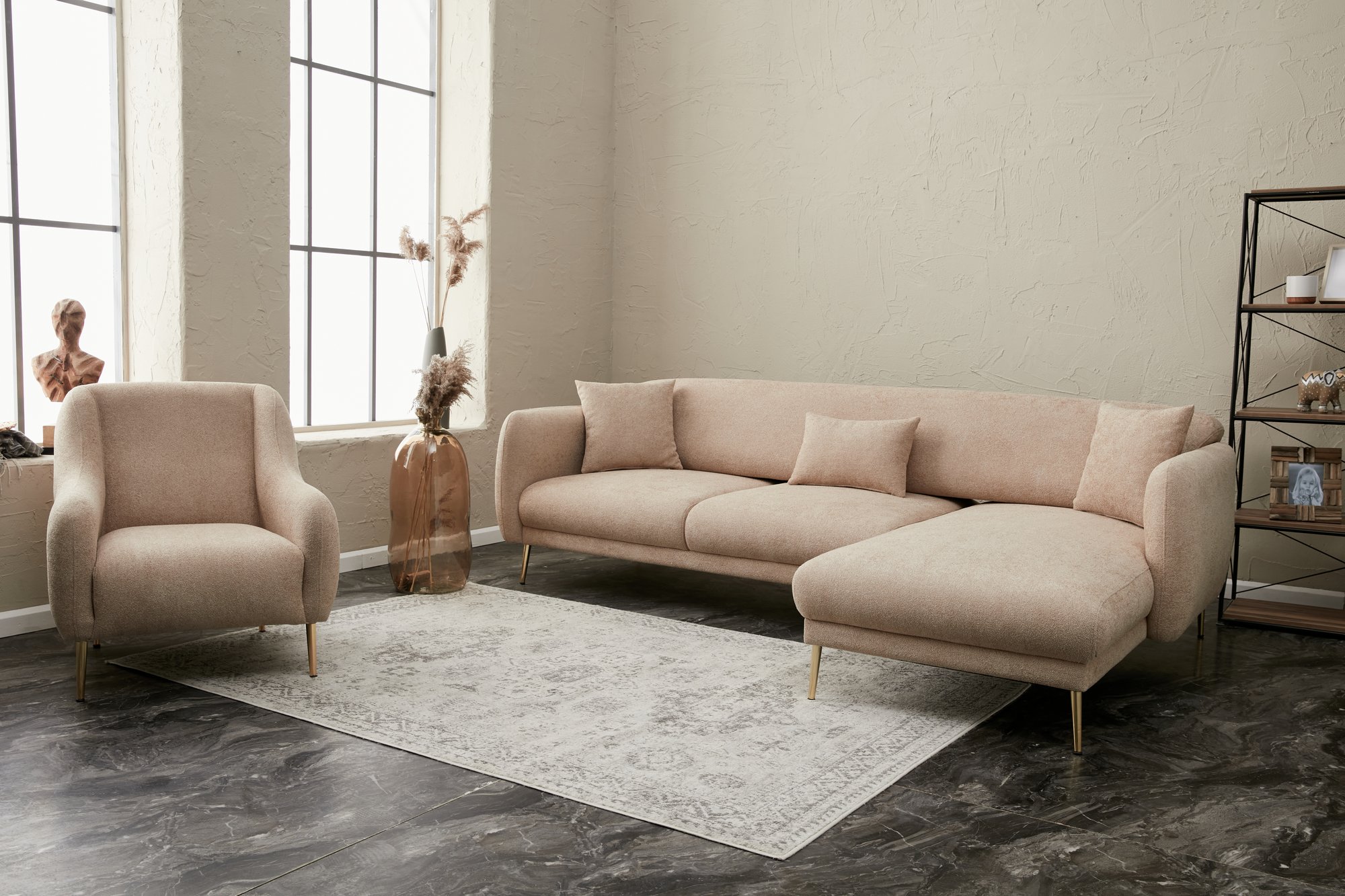 Simena Sofa Récamiere Rechts Beige