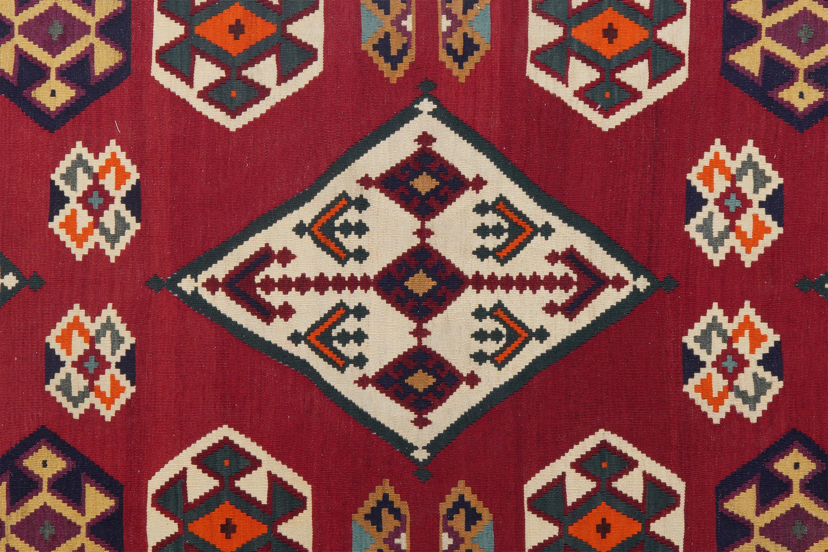 Tappeto Kilim Gashgai Rosso 322x137cm Lana Tradizionale