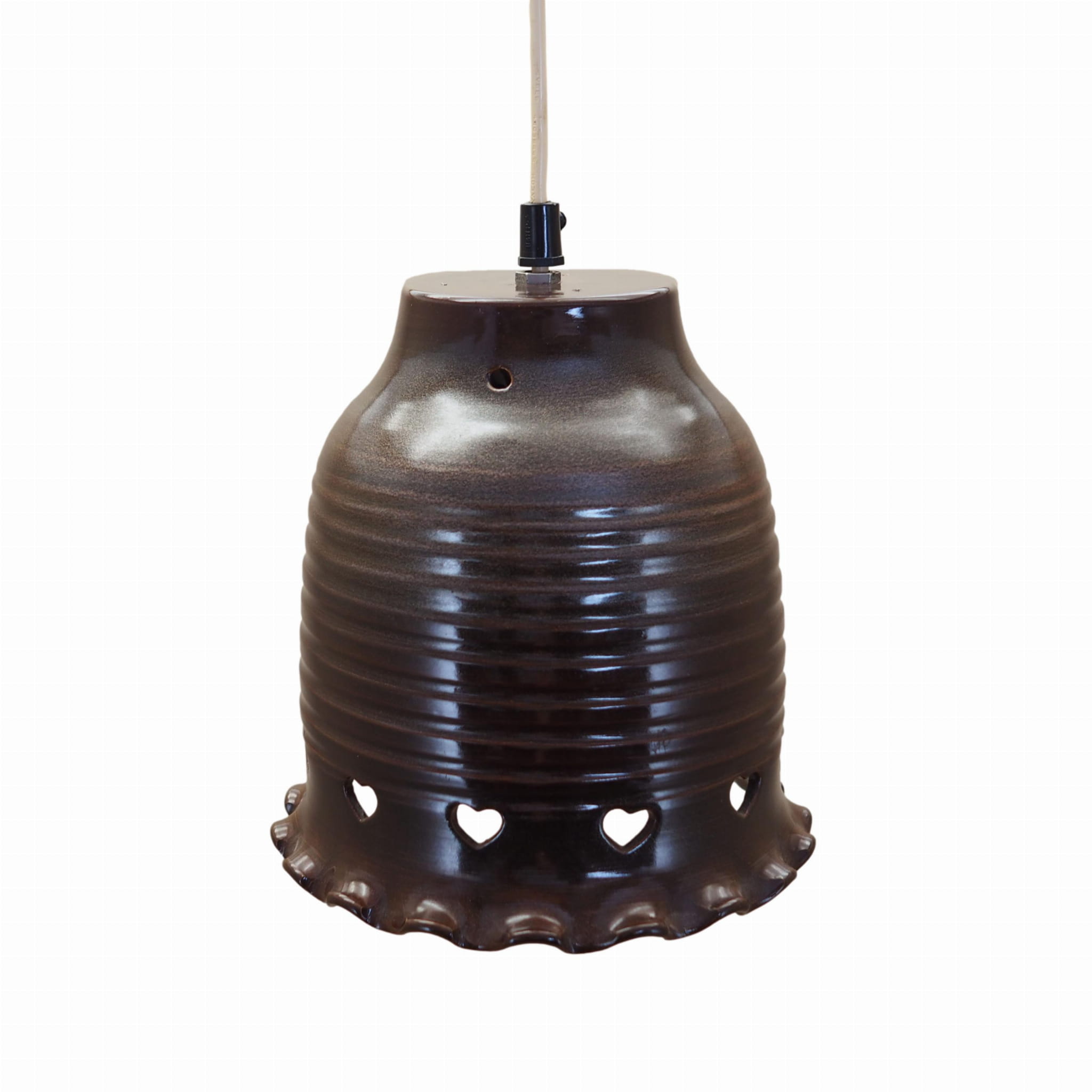 Vintage Pendant Lamp Ceramic Brown 1960s