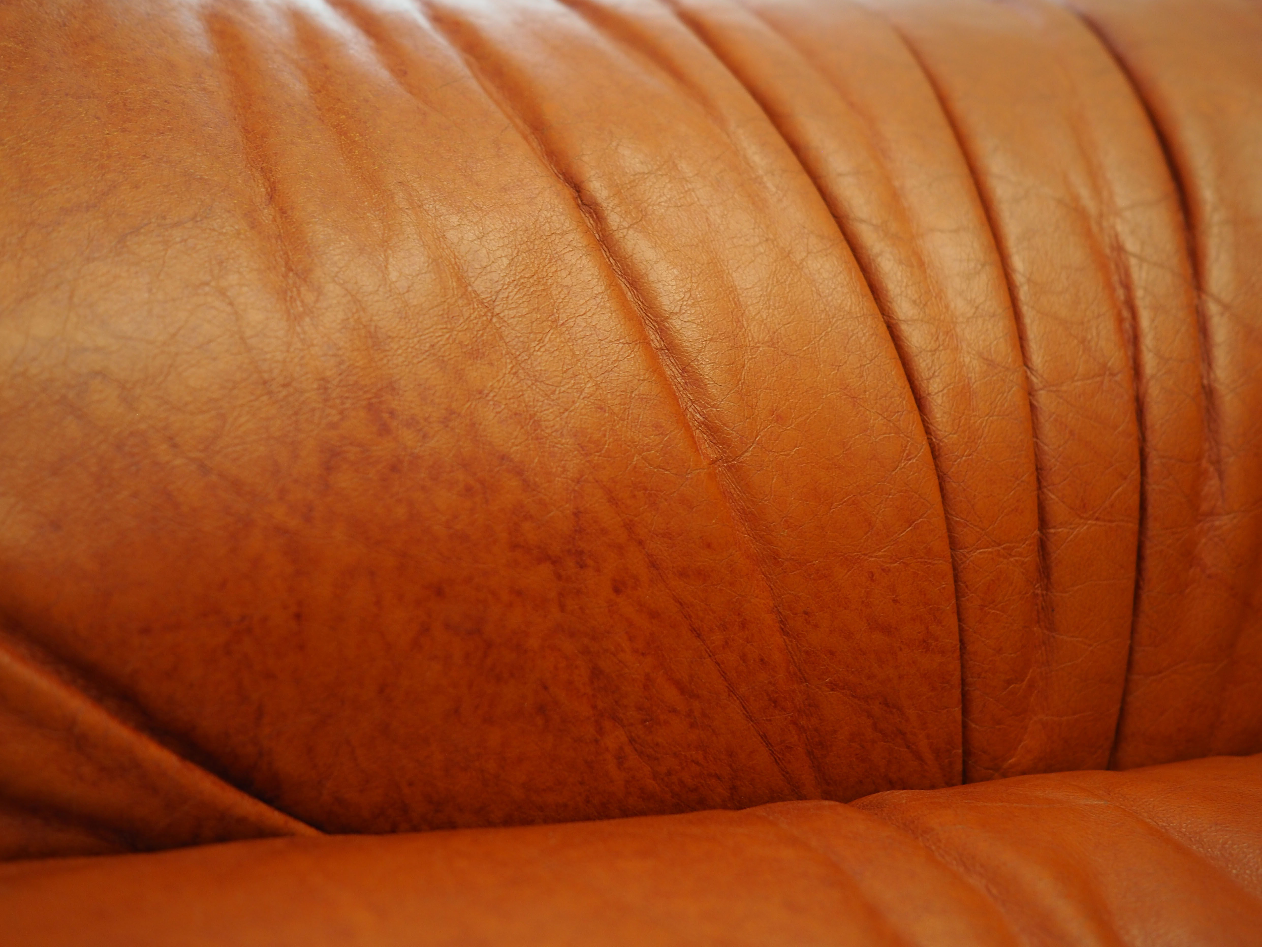 Sofa Leder Rot 1970er Jahre