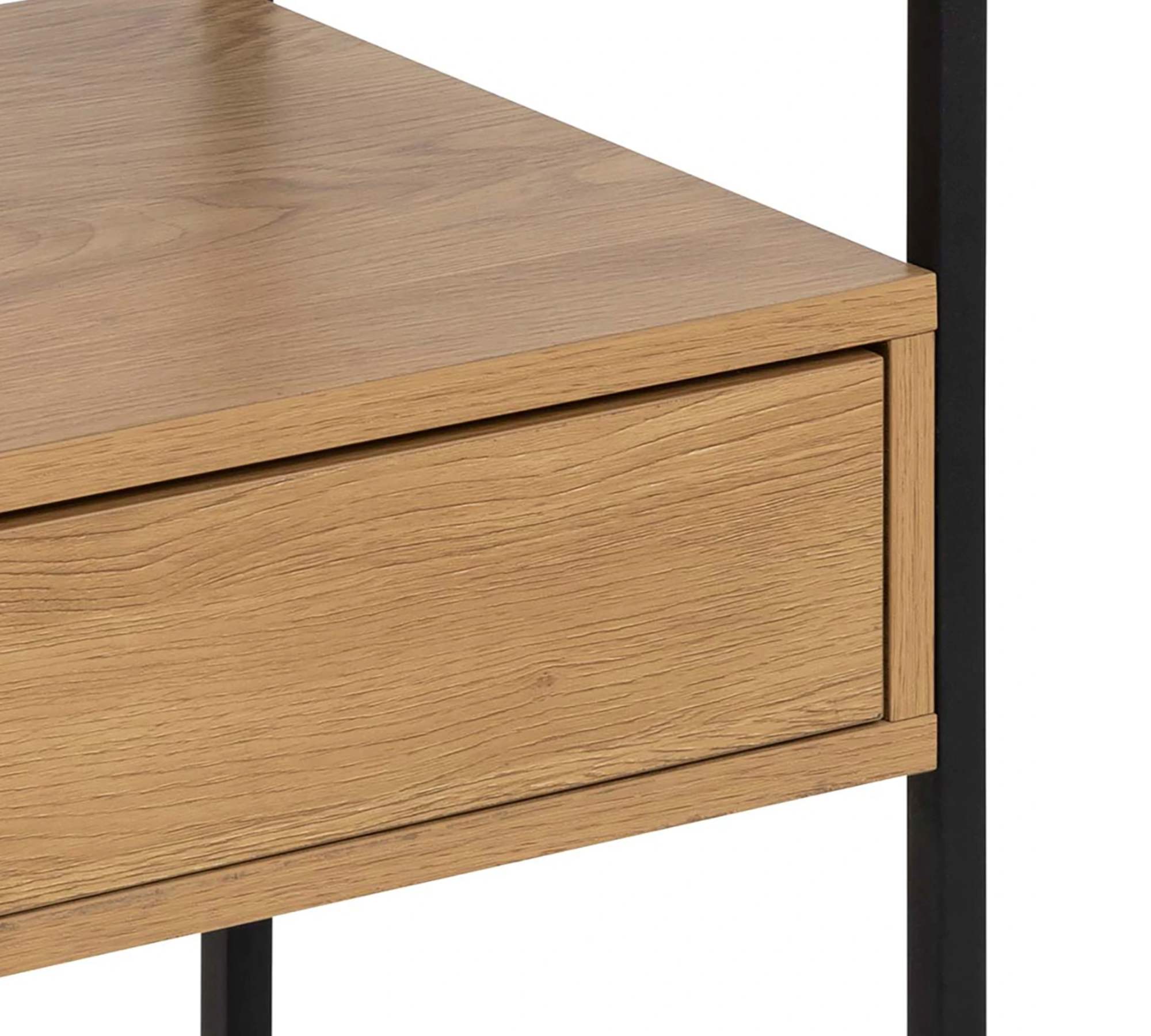 Nachtkommode Rauchglas Metall Wildeiche Dekor