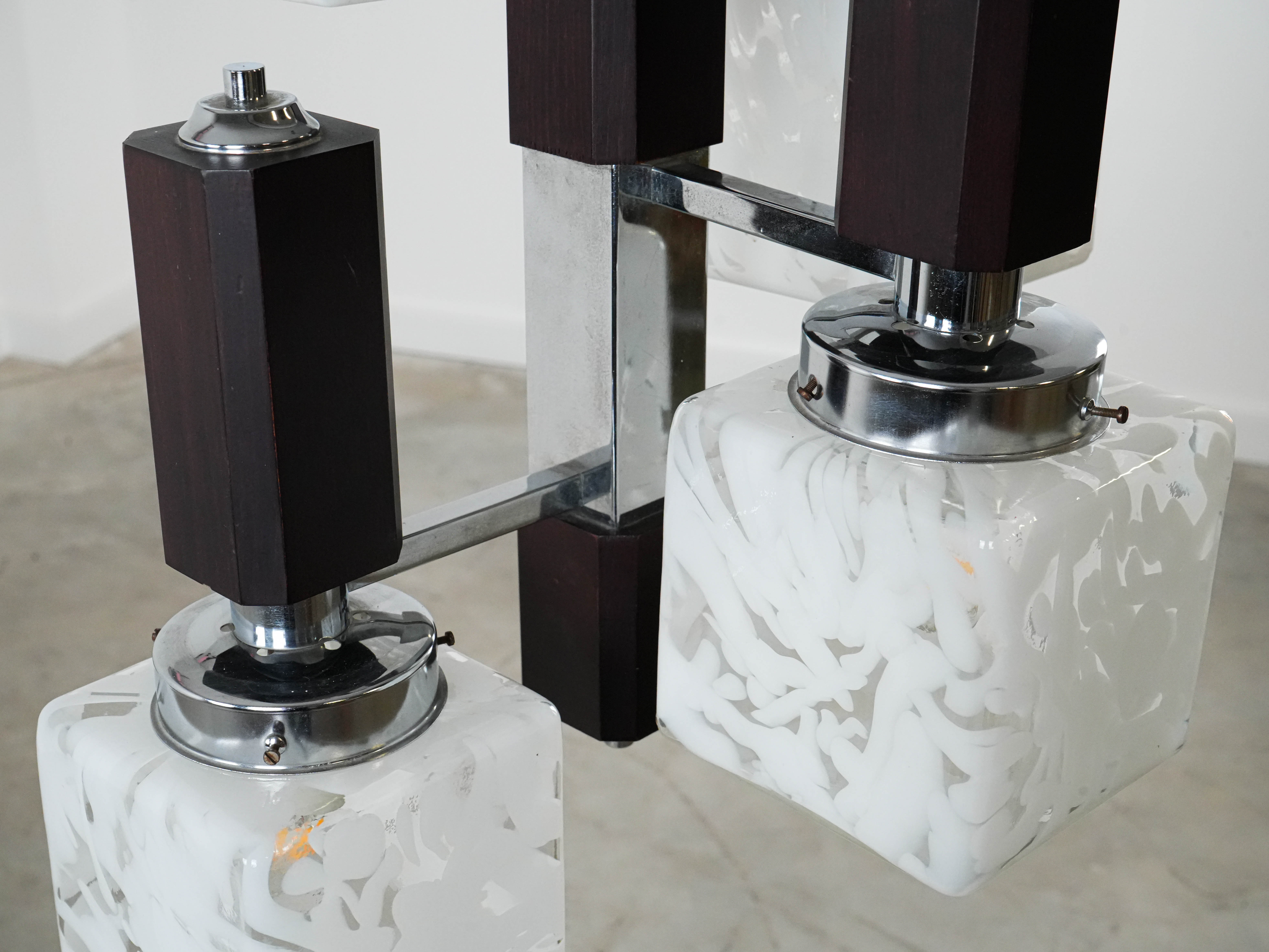 Hängelampe Glas Metall 1970er Jahre