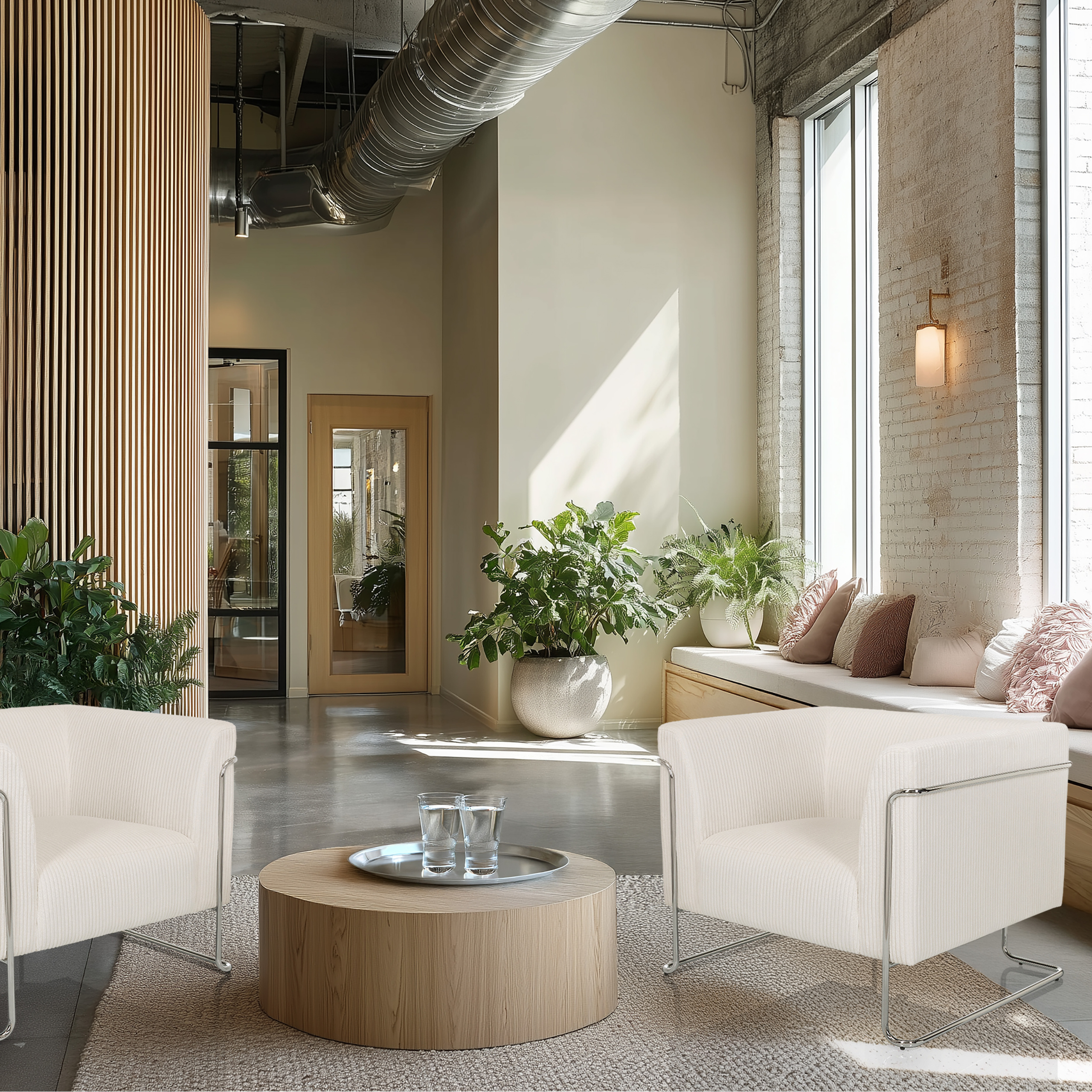 Curacao Poltrona lounge Velluto a coste Bianco