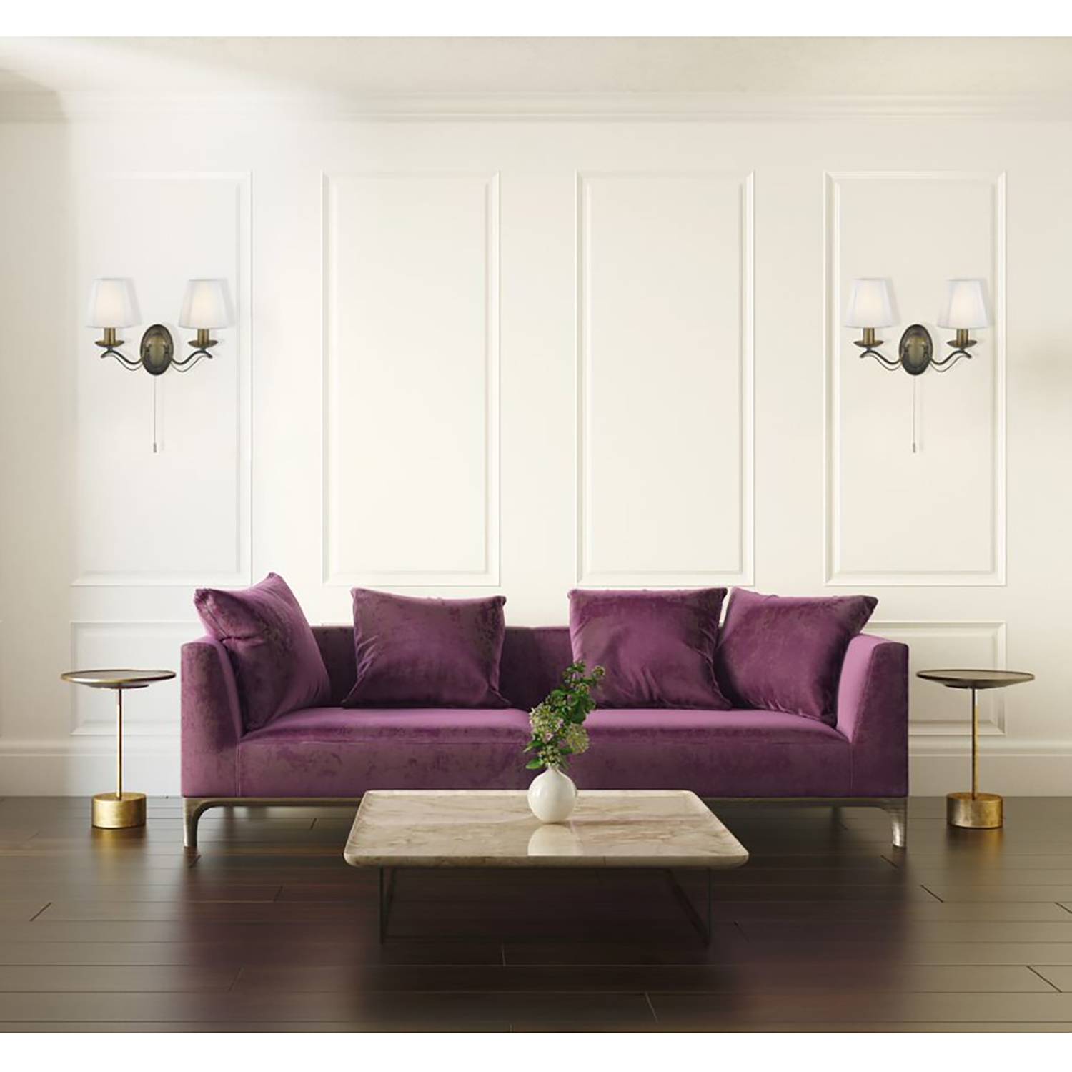 Wandleuchte Andretti I Mischgewebe / Stahl 2-flammig