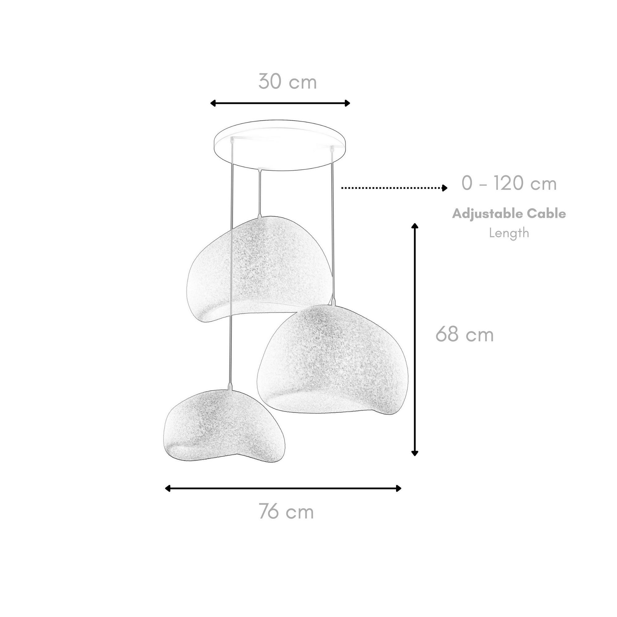3-Flammig Wabi Sabi Ashveils Pendelleuchte Weiß