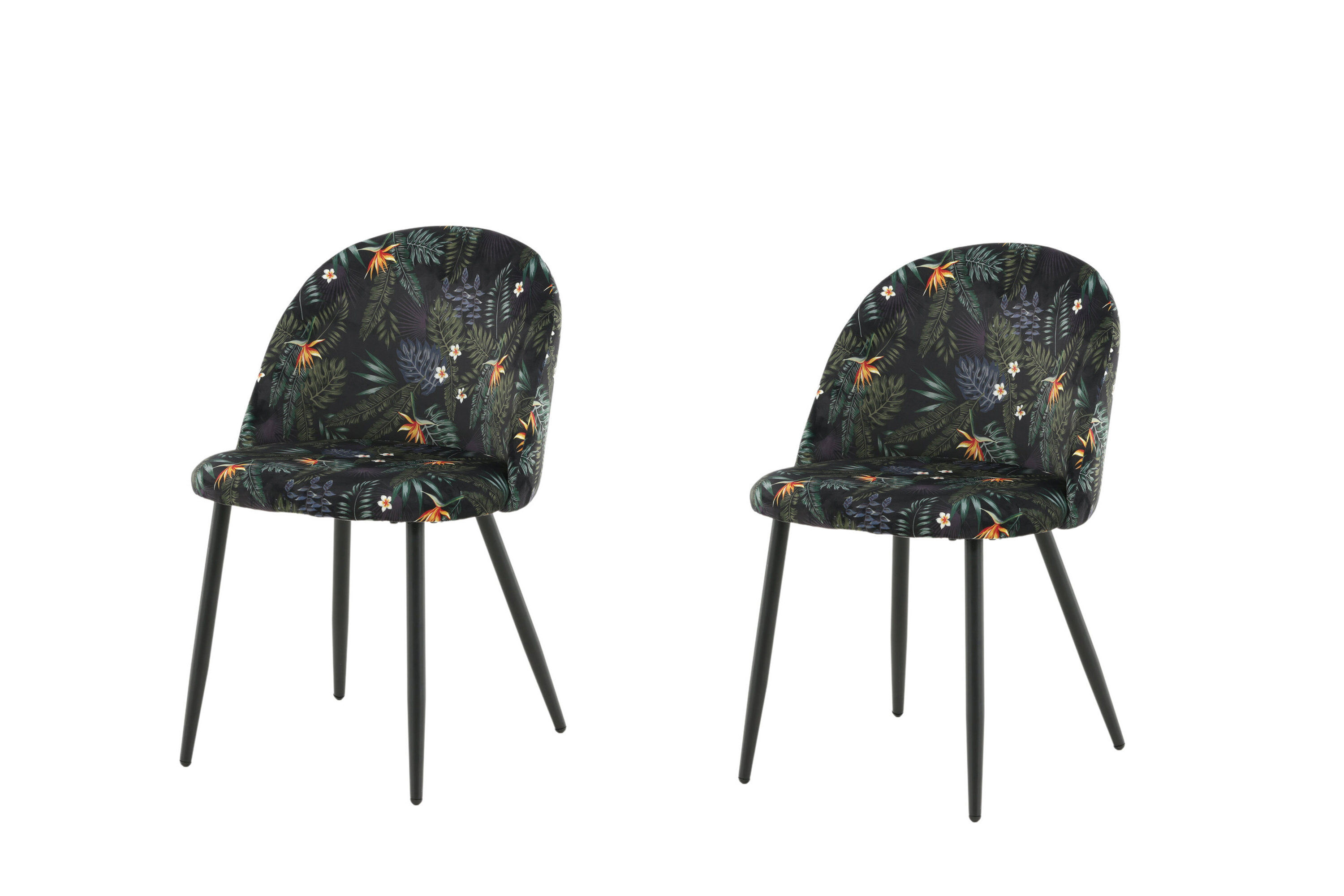 2x Esszimmerstuhl-Set Samt Metall Mehrfarbig