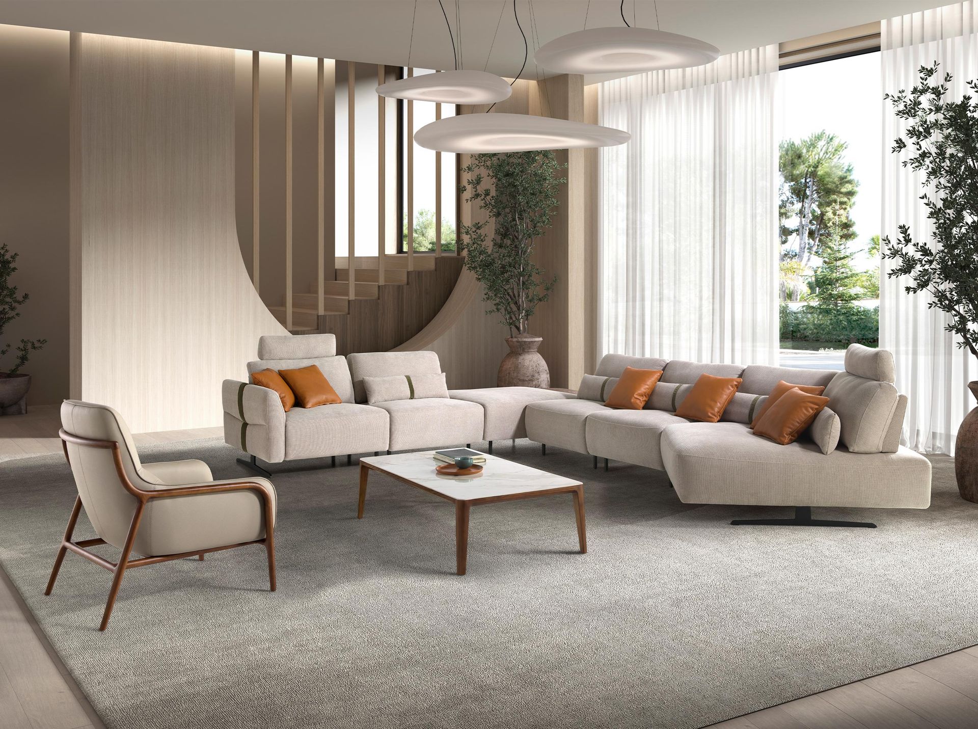 Modulares Sofa Récamiere Rechts Sand