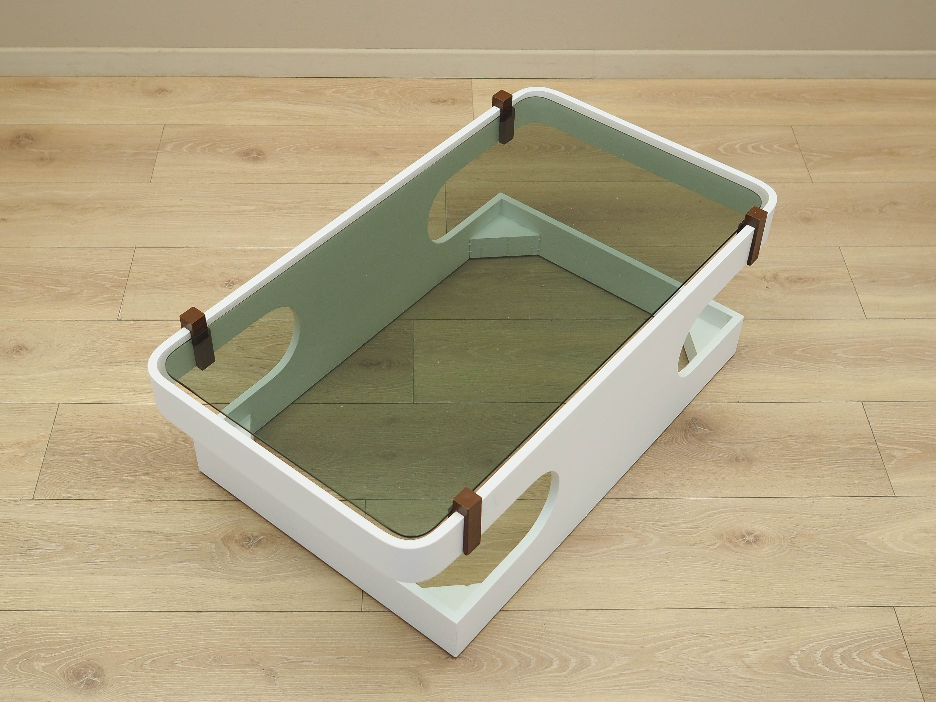 Kaffeetisch Glas Weiß 1970er Jahre