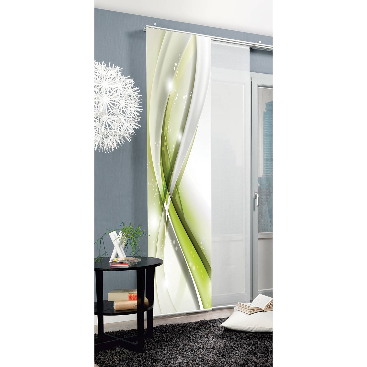 Schiebevorhang Gliwe Polyester Apfelgrün / Grau