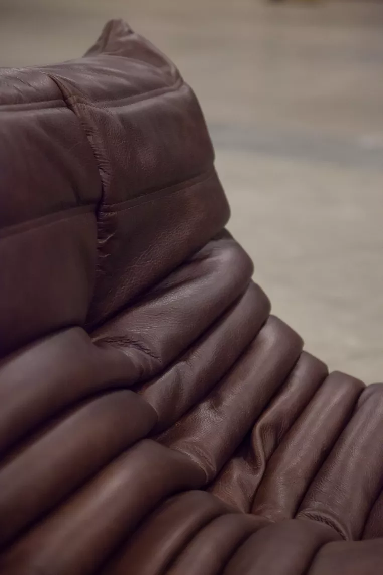 Togo Lounge Set 5-pc. Pull-up Leather Chocolate Brown