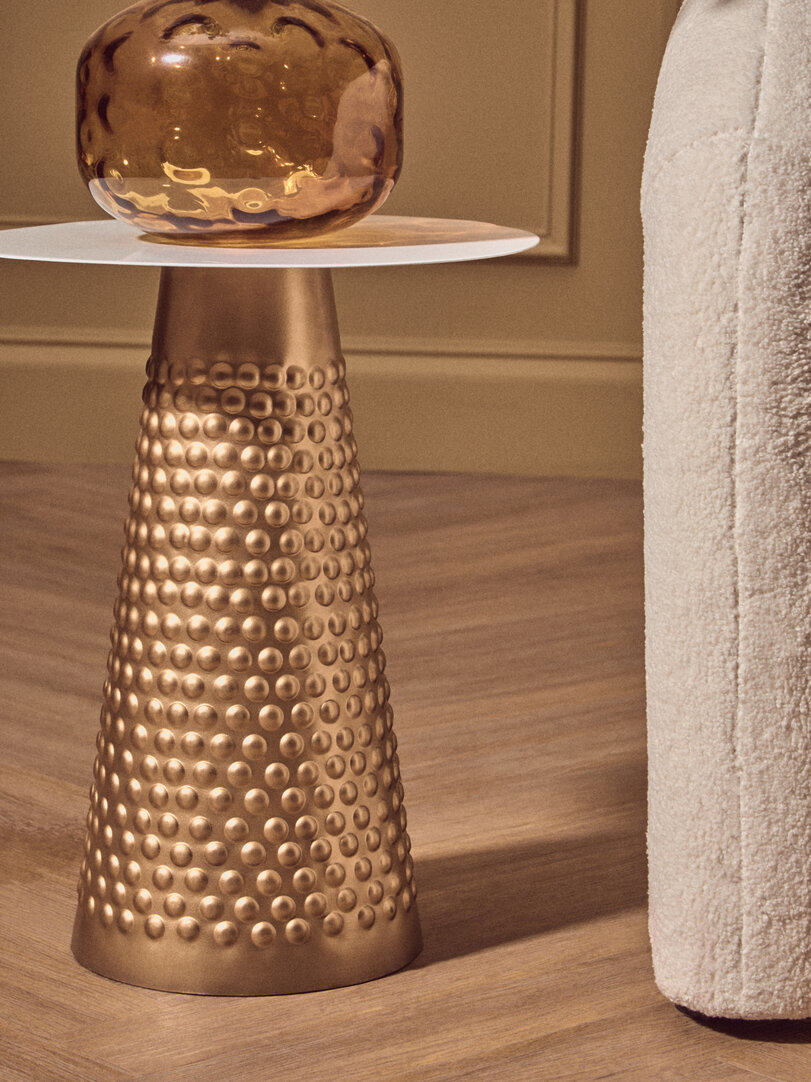 Amira Beistelltisch Eisen Gold Weiß 41cm