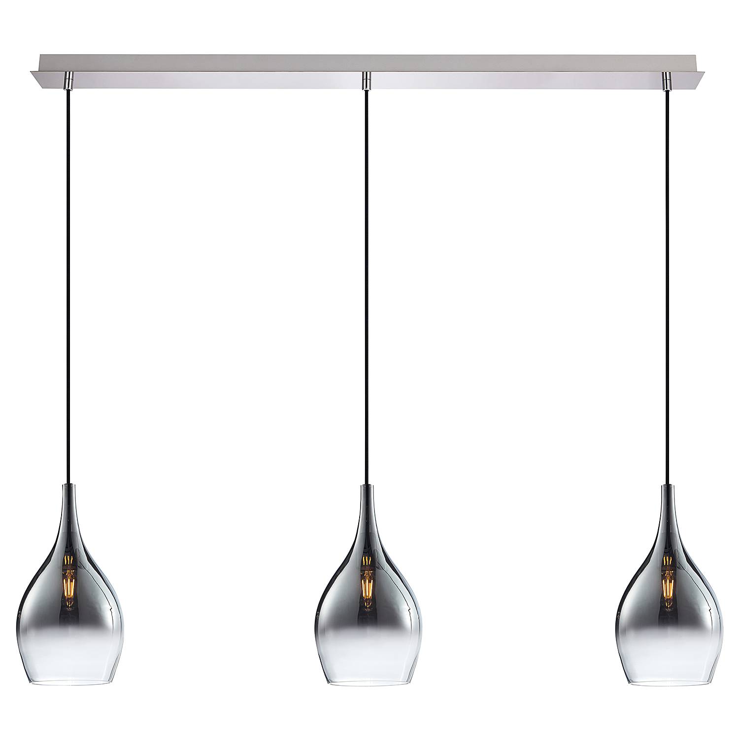 3-Arm Pendant Lamp Pilua Colored Glass Silver Grey