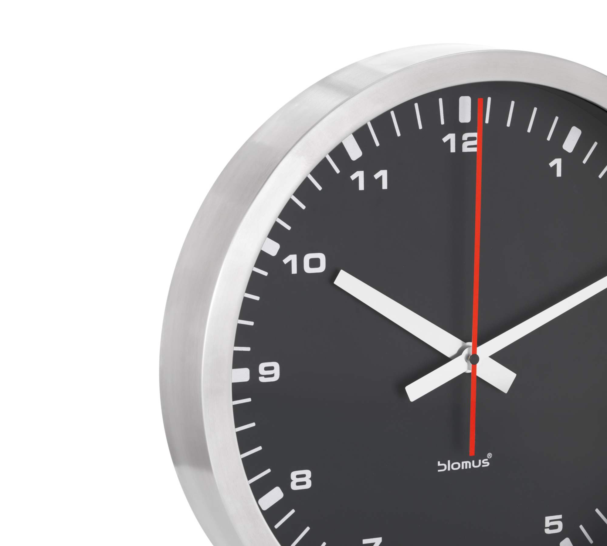 Era Wanduhr Glas Edelstahl Matt Ø 40cm Schwarz 63214
