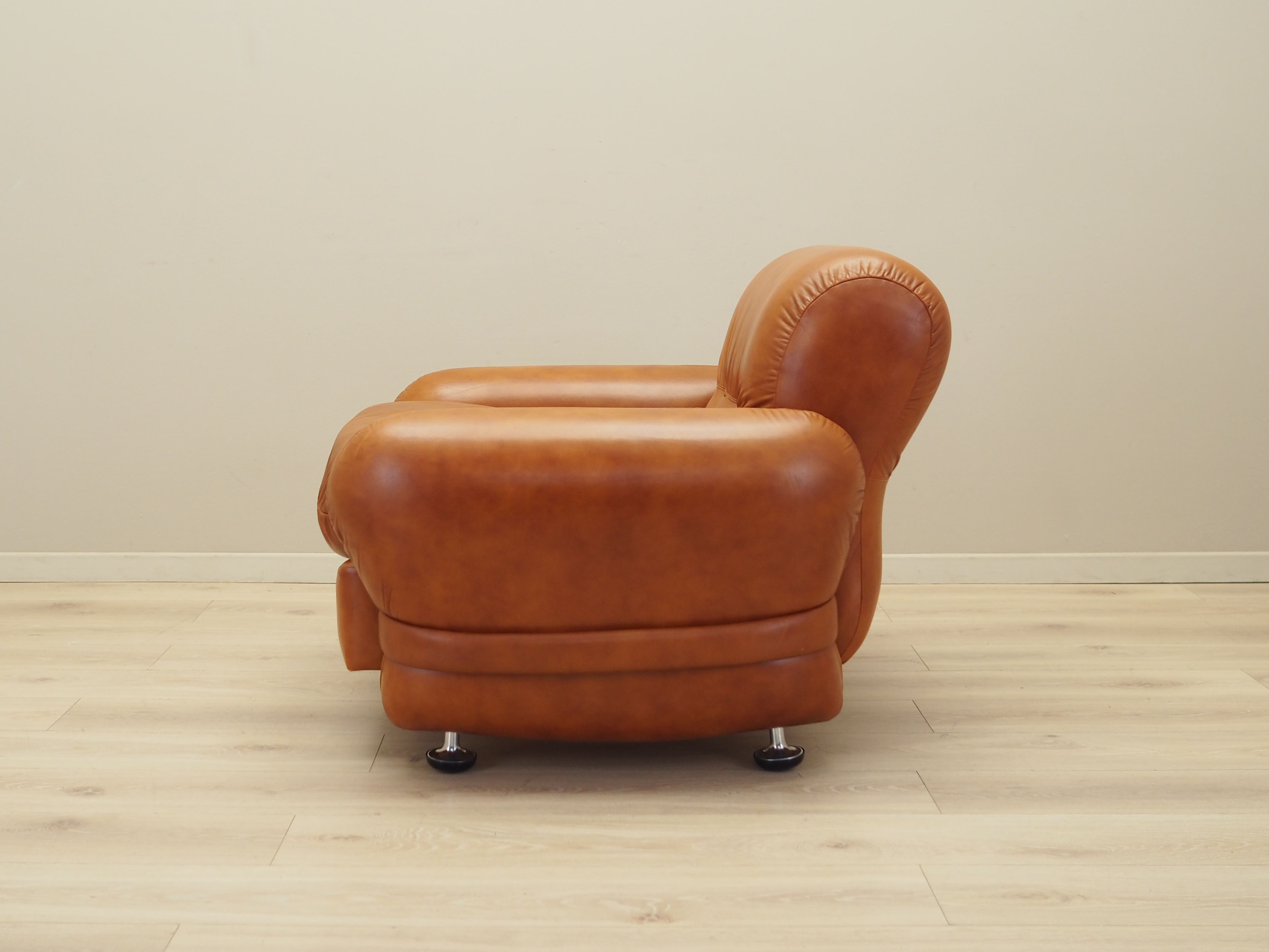 Sessel Leder Braun 1970er Jahre