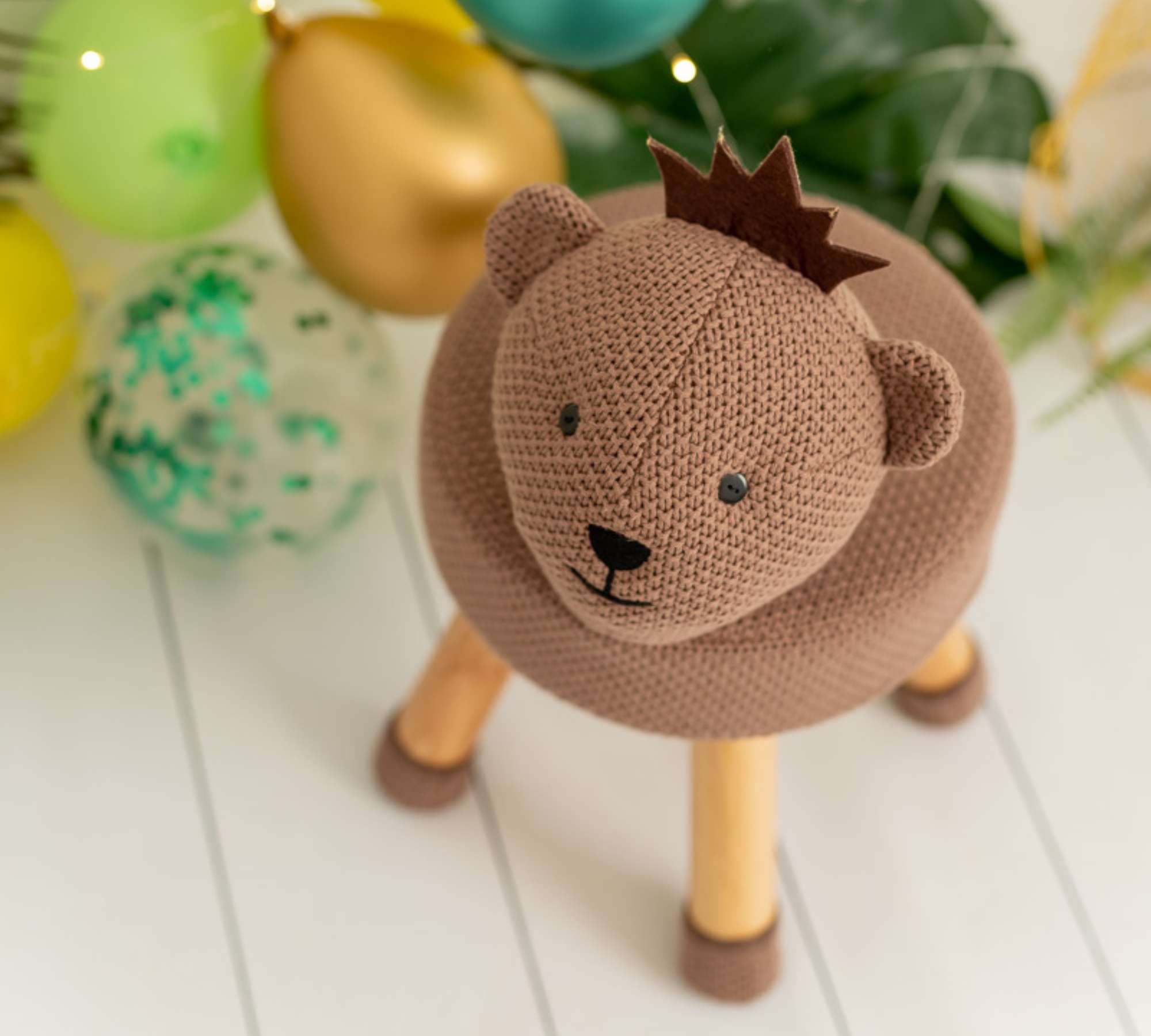 Yogui Kinderhocker Baumwolle Holz Braun