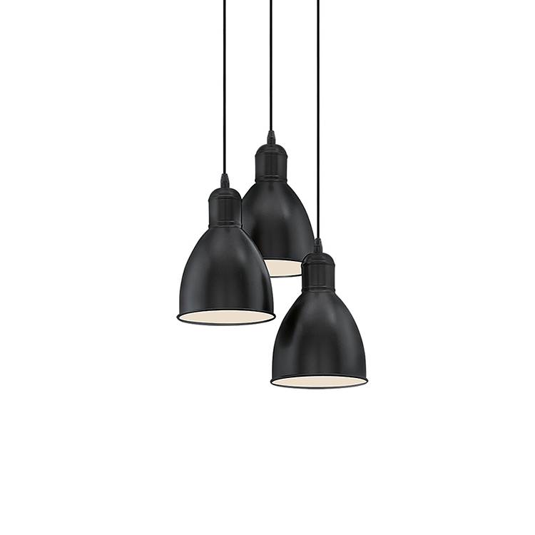 Pendant lamp Priddy II Steel Black Number of flames: 3