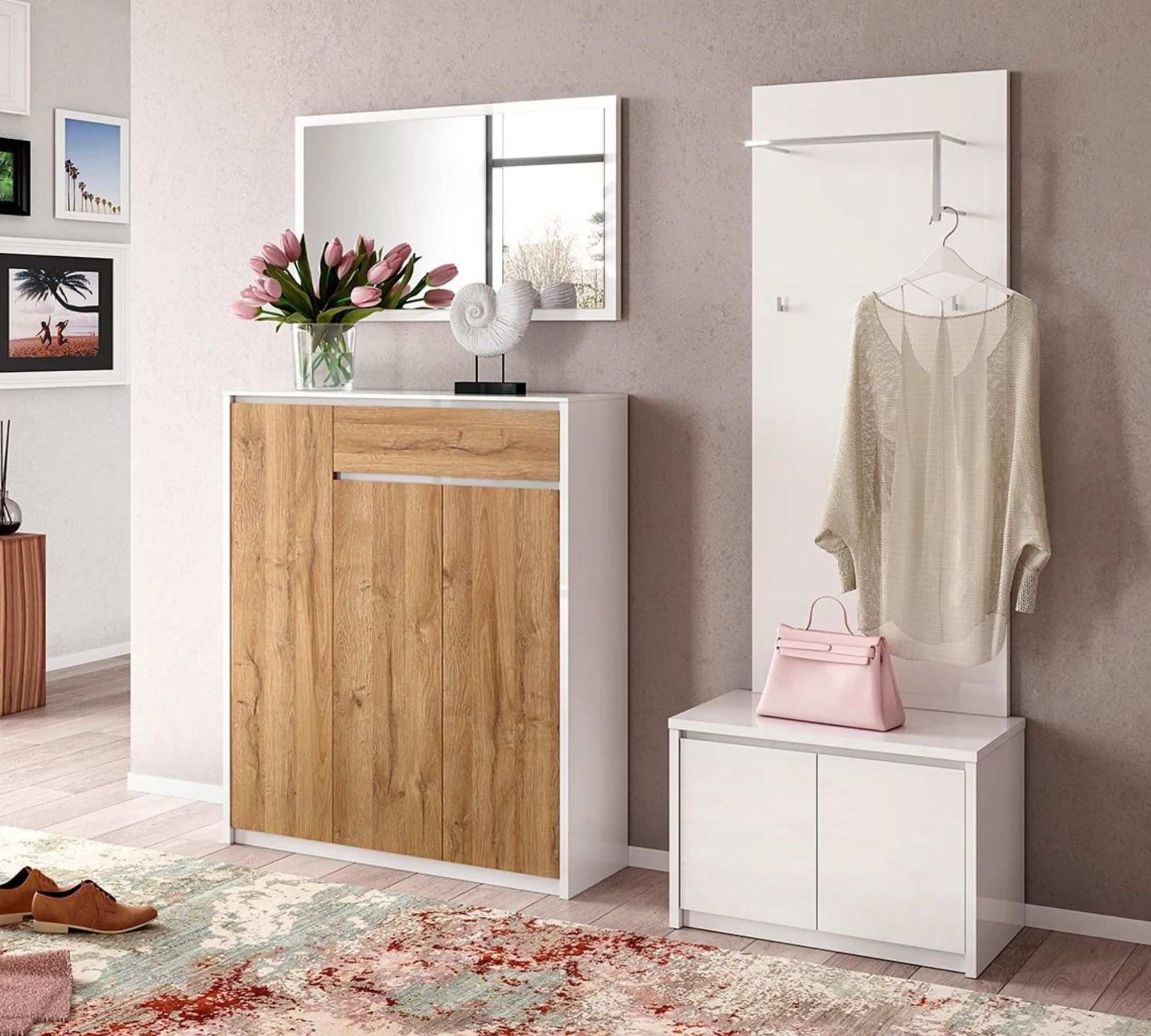 Garderobenbank Holz Weiß