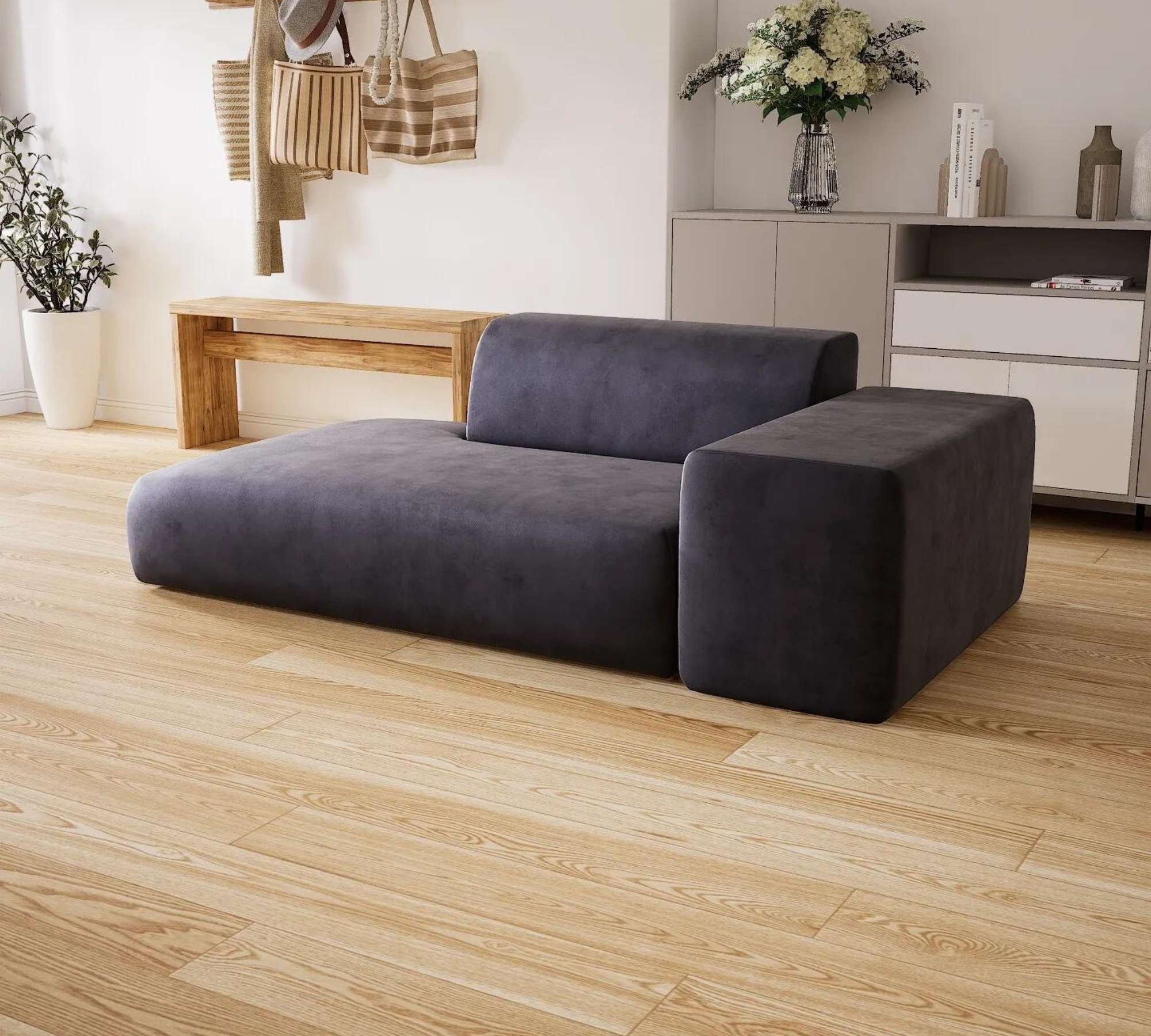 Pyllow Sofa Samt Steingrau