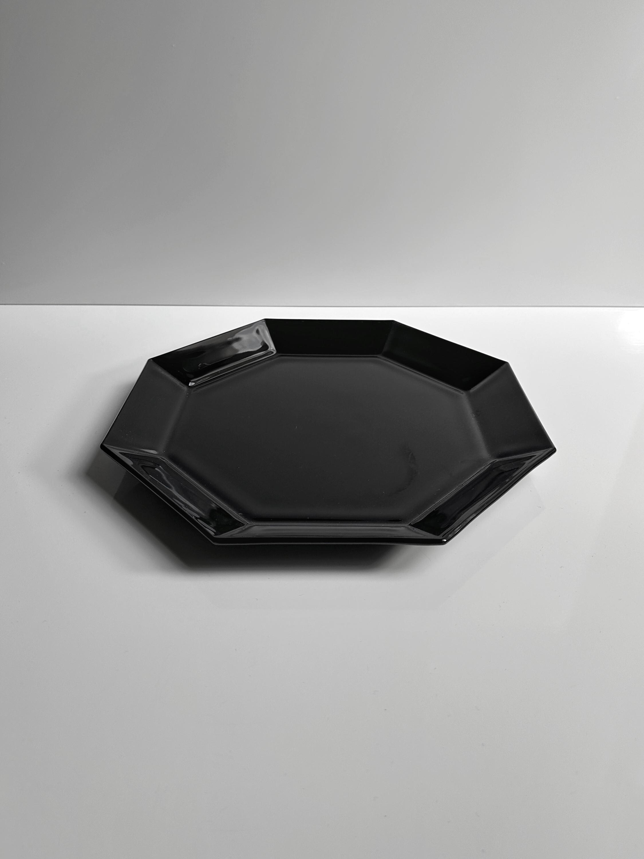 Octime fruit bowl glass black 1980s