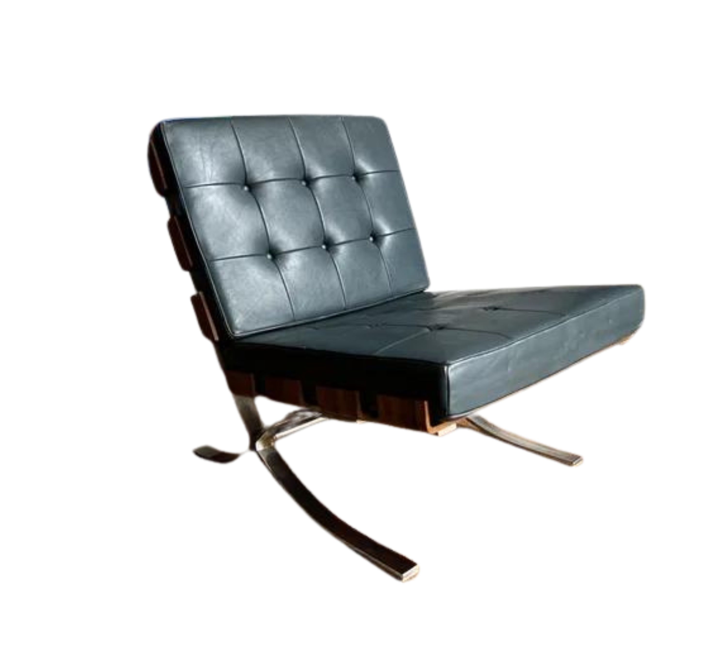 Vintage Sessel Leder Holz Schwarz 1970er Jahre