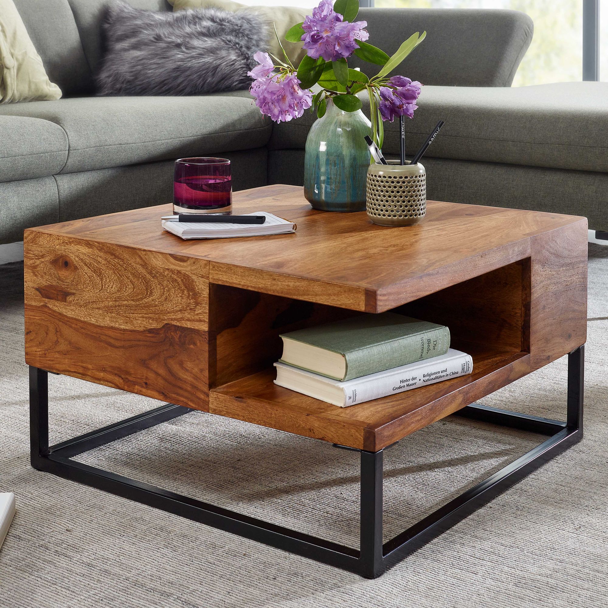 Klenz Coffee table Sheesham stainless steel