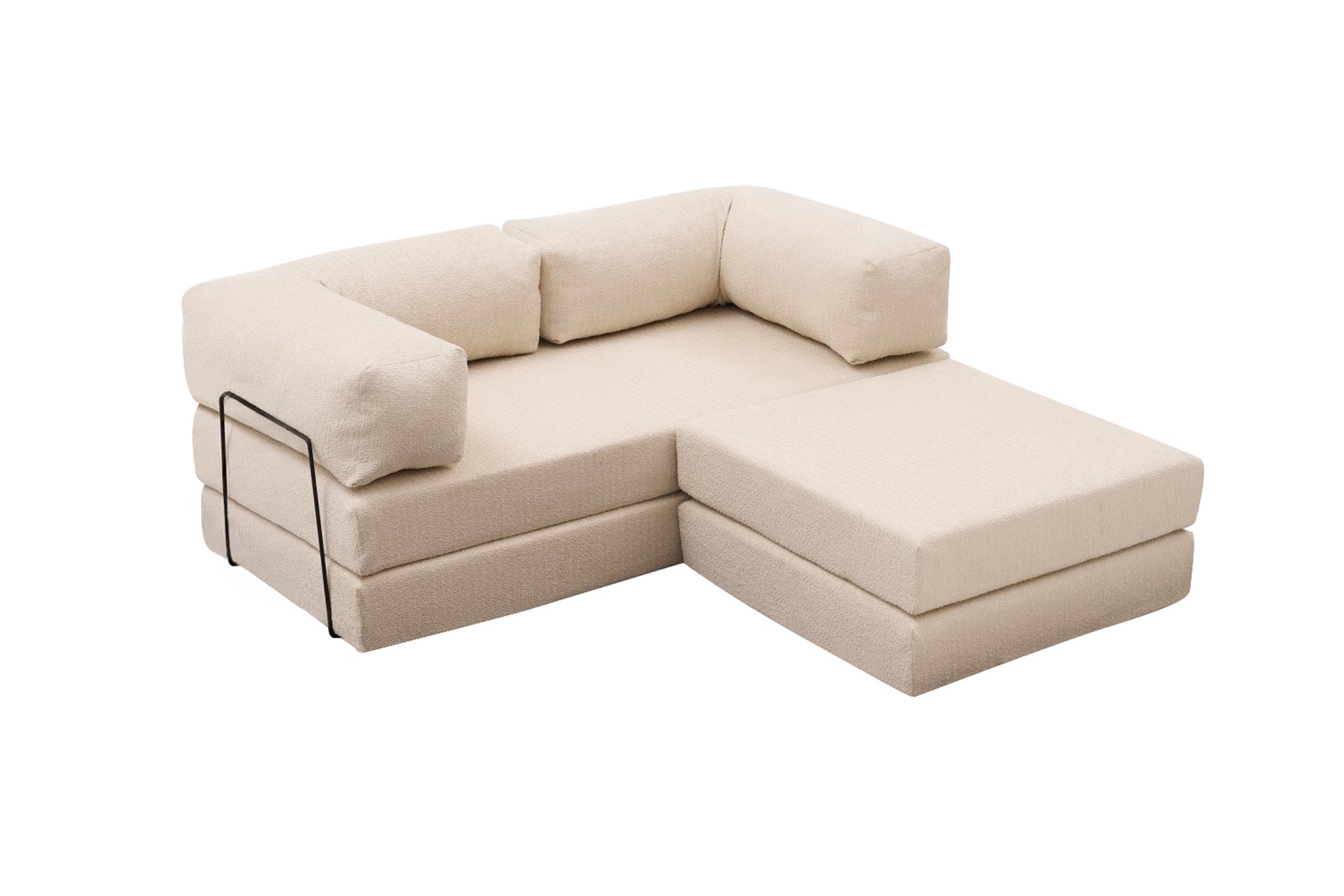 Comfort Schlafsofa 2-Sitzer mit Hocker Creme