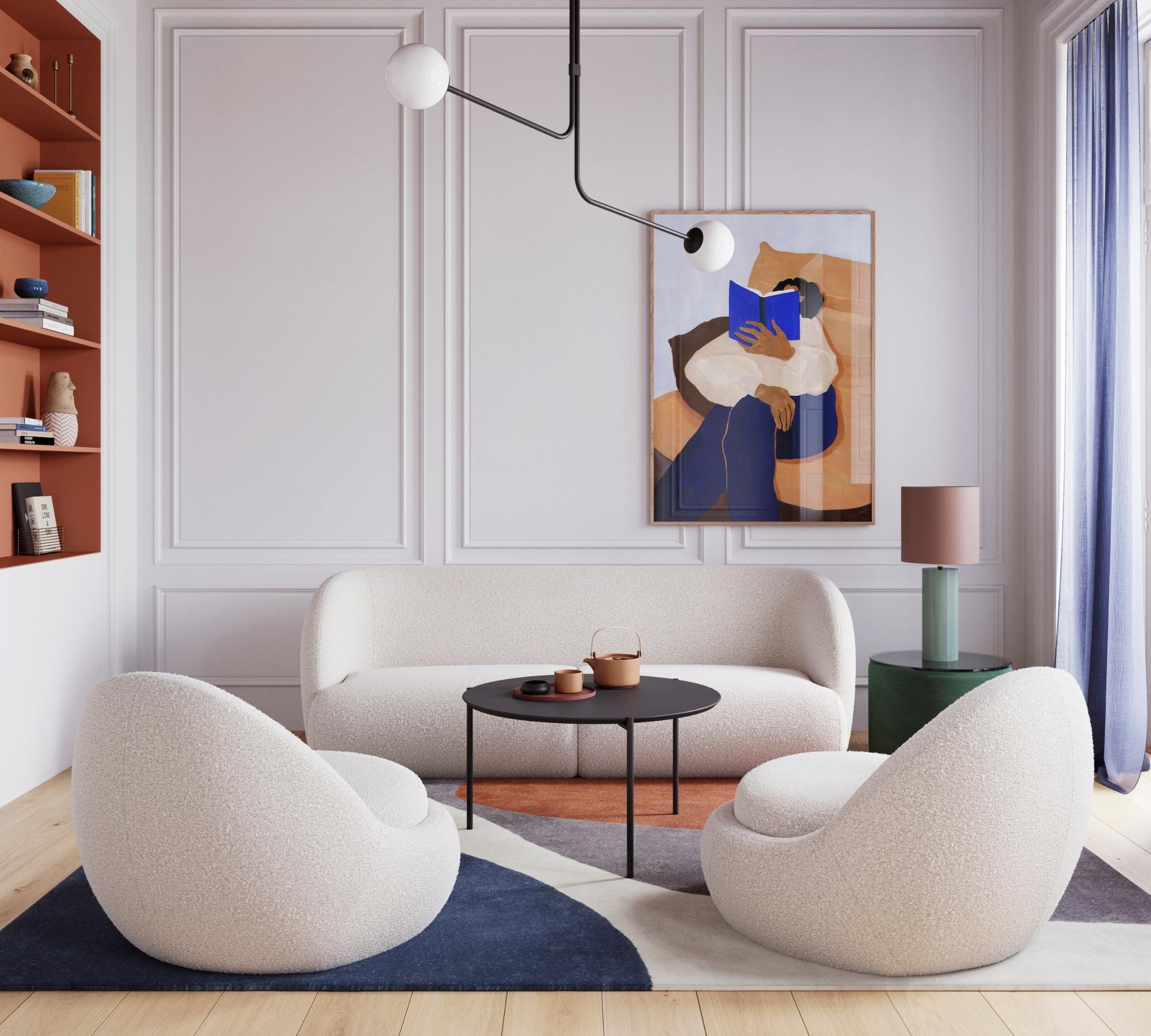 Connor Tavolino da salotto e d'appoggio in linoleum grigio