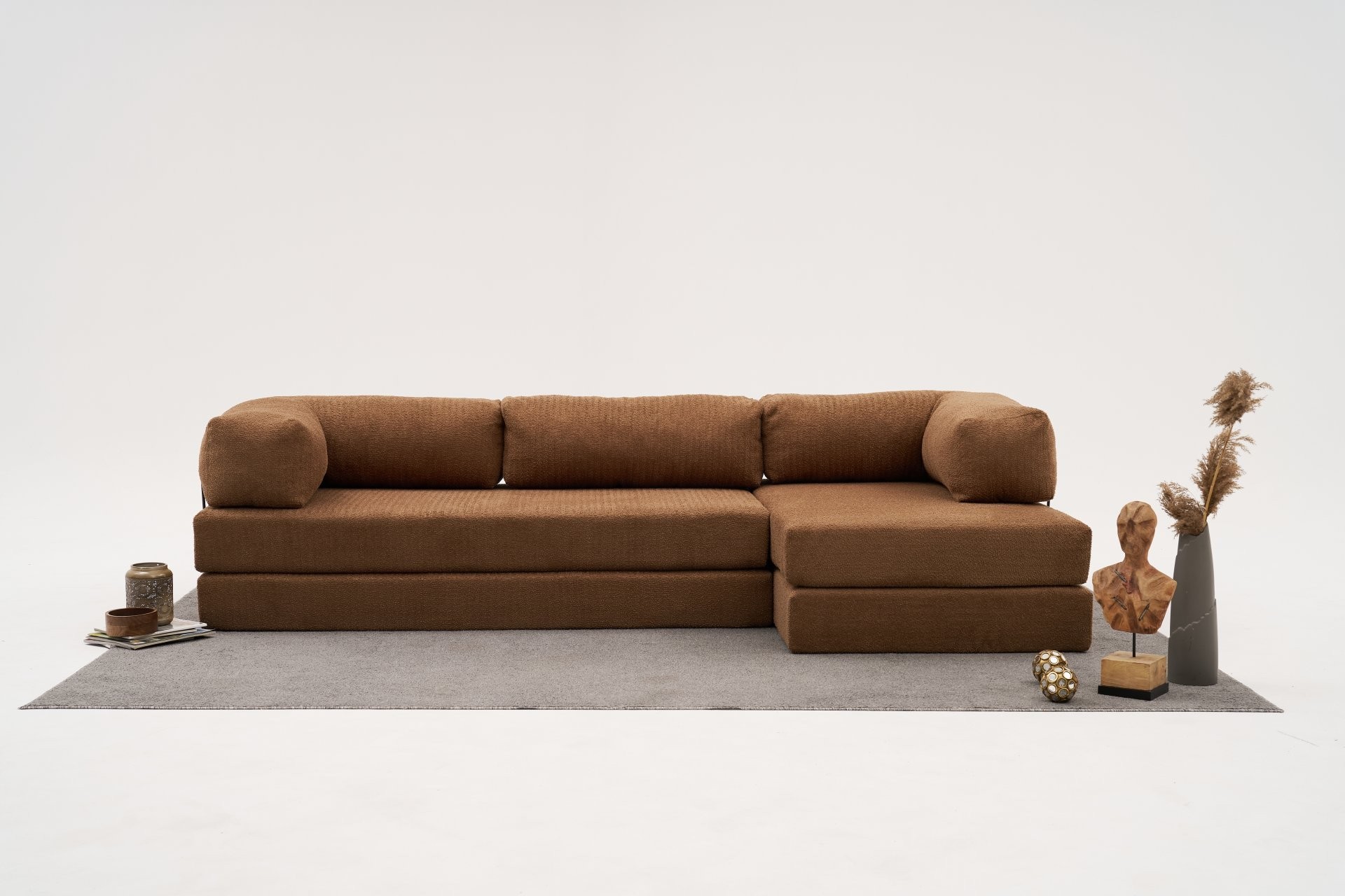 Comfort Schlafsofa Récamiere Rechts Braun