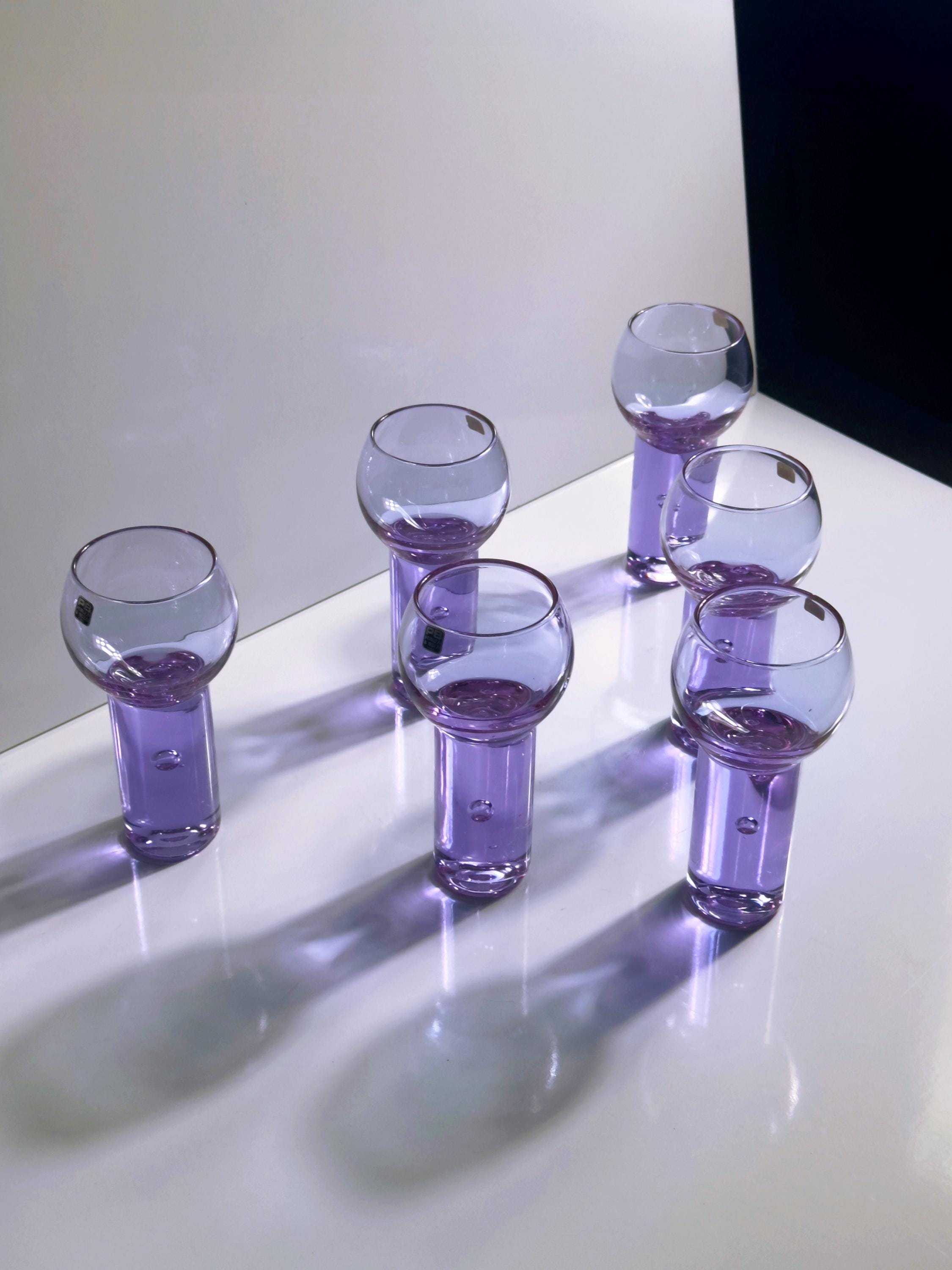 6x Vintage Aperitif glasses Alexandrite glass 1970s