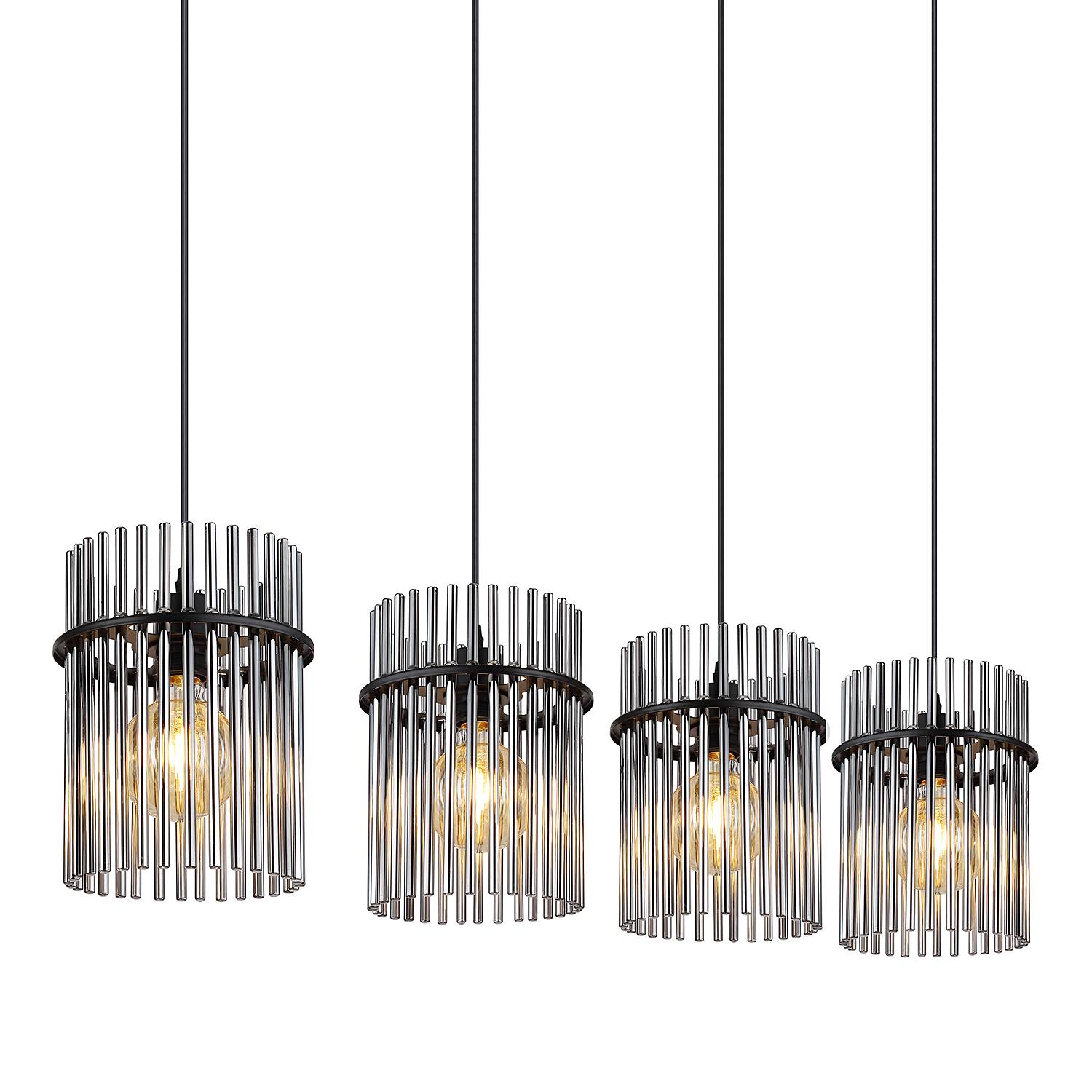 Gorley Pendelleuchte Farbglas Eisen Schwarz