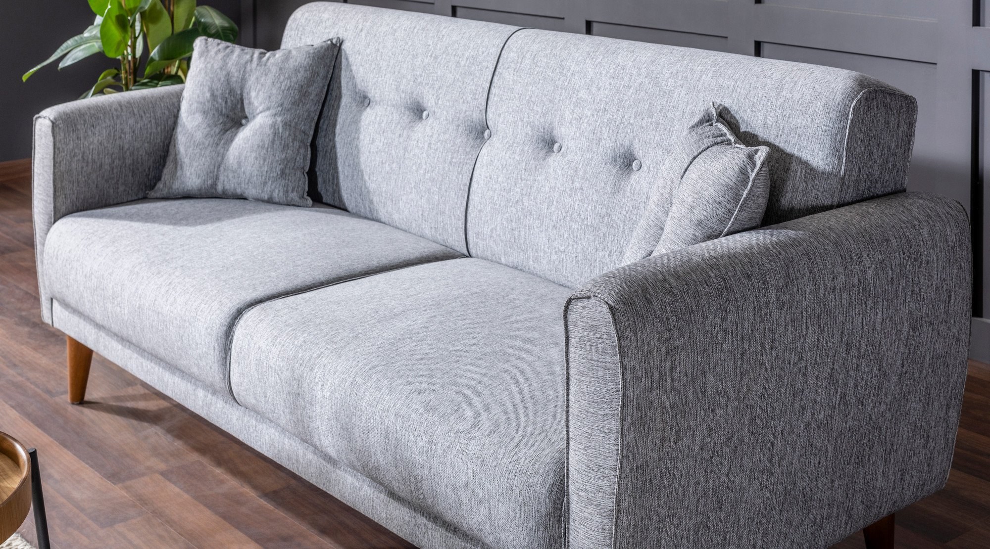 Aria Schlafsofa Set Holzfurnier Grau