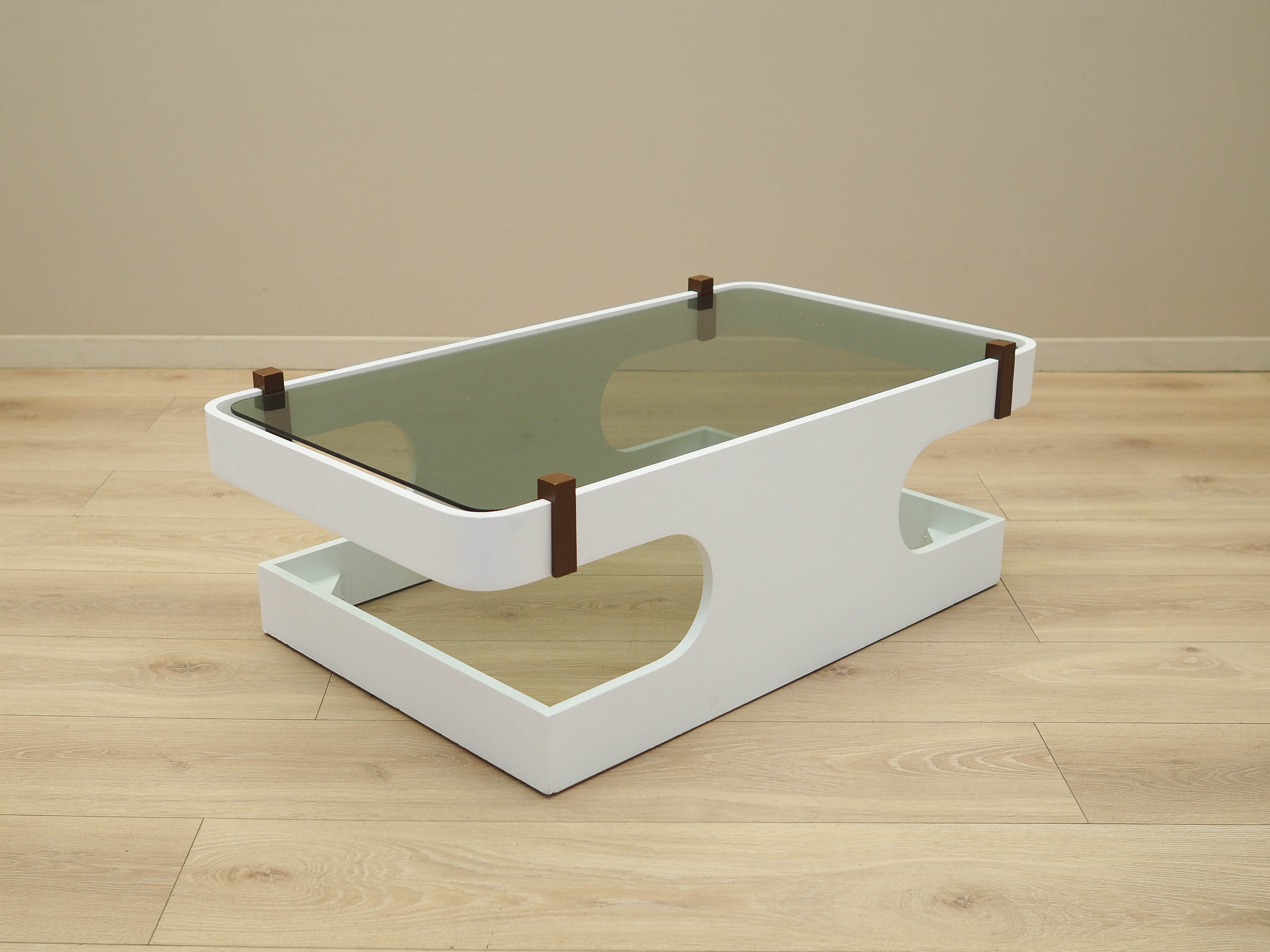 Kaffeetisch Glas Weiß 1970er Jahre