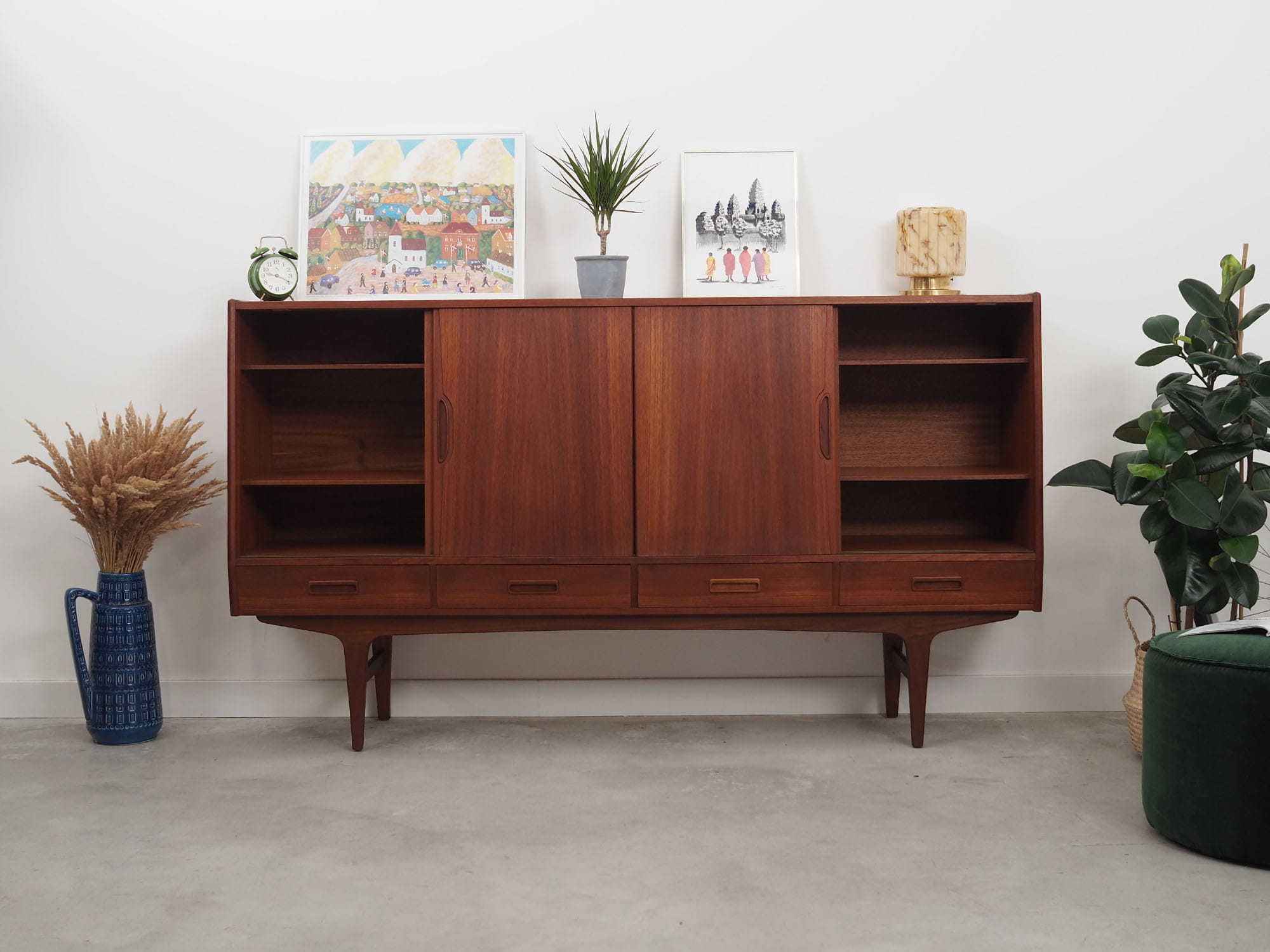 Vintage Highboard Teakholz Braun 1960er Jahre