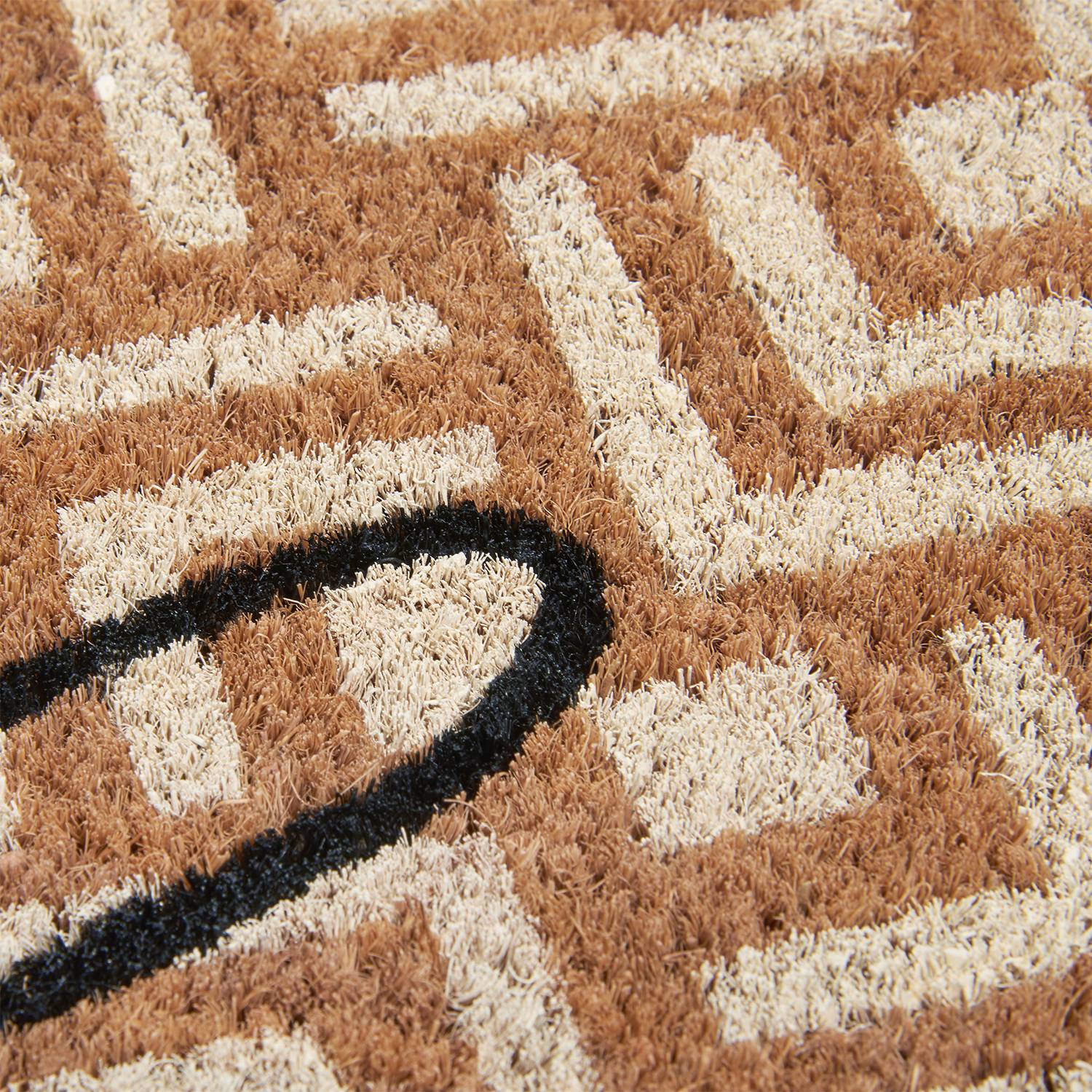 Kokos Geometric Hello Fußmatte Beige Weiß