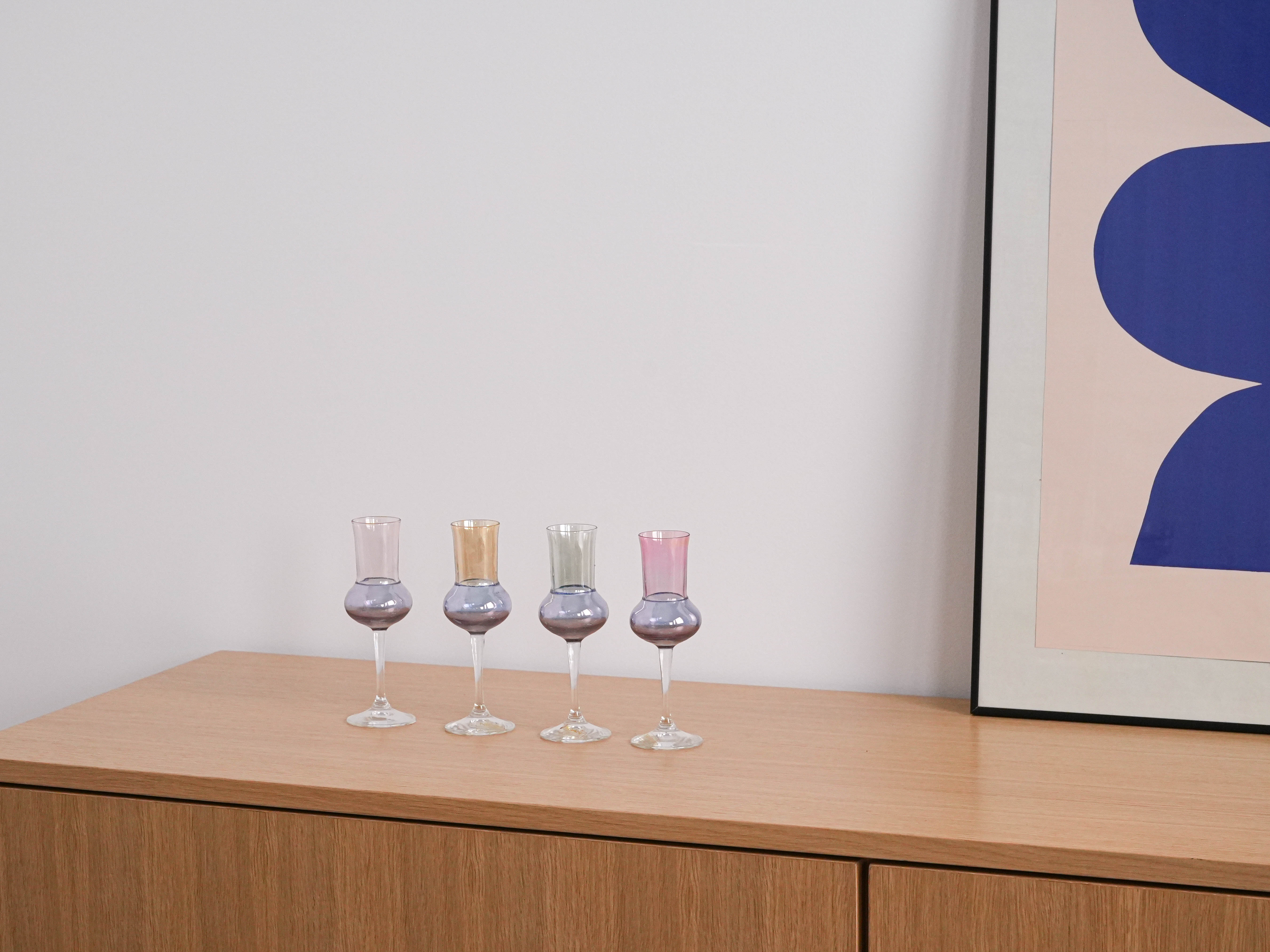 Glass set pastel colors 1970s