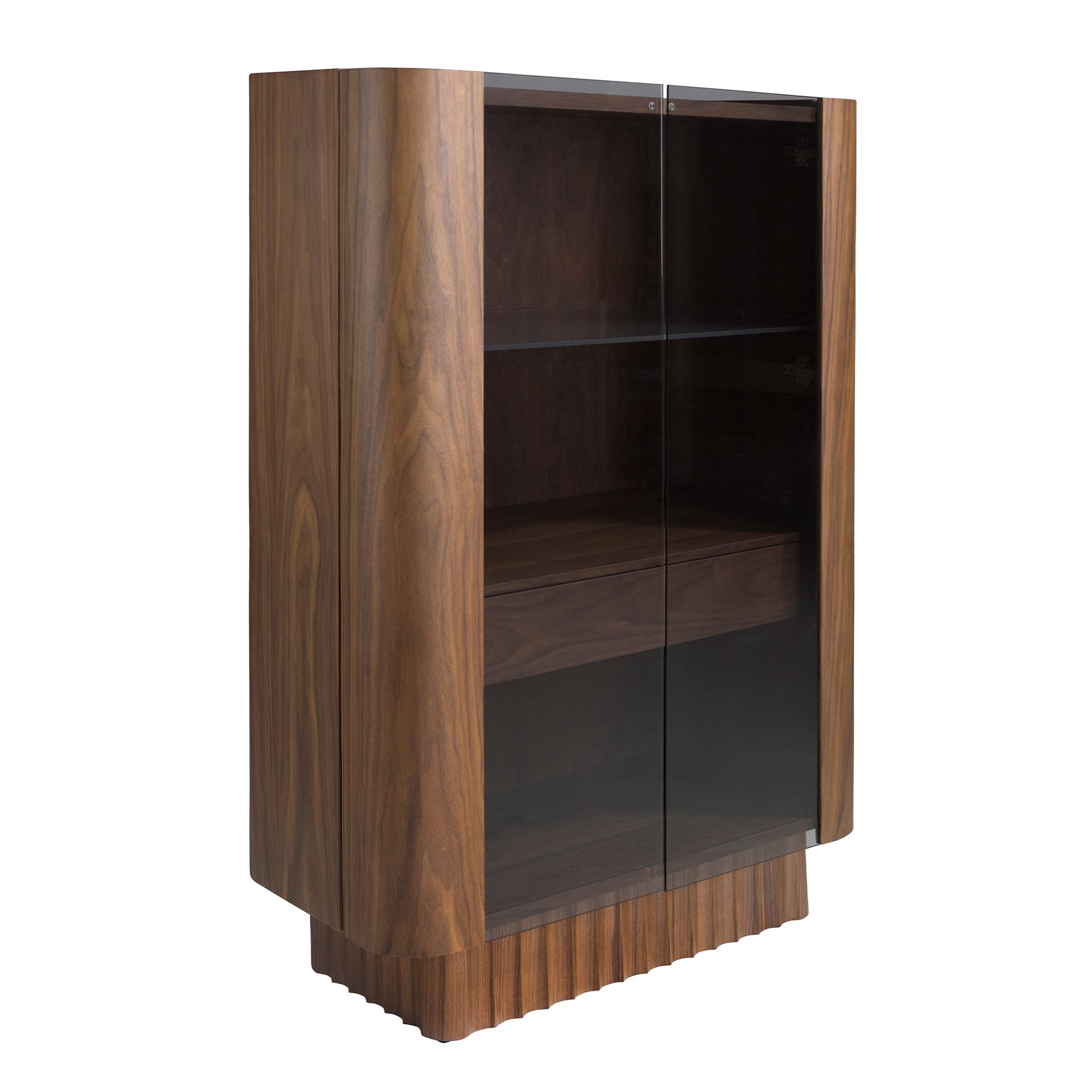 Sideboard aus Glas und Walnuss 3273