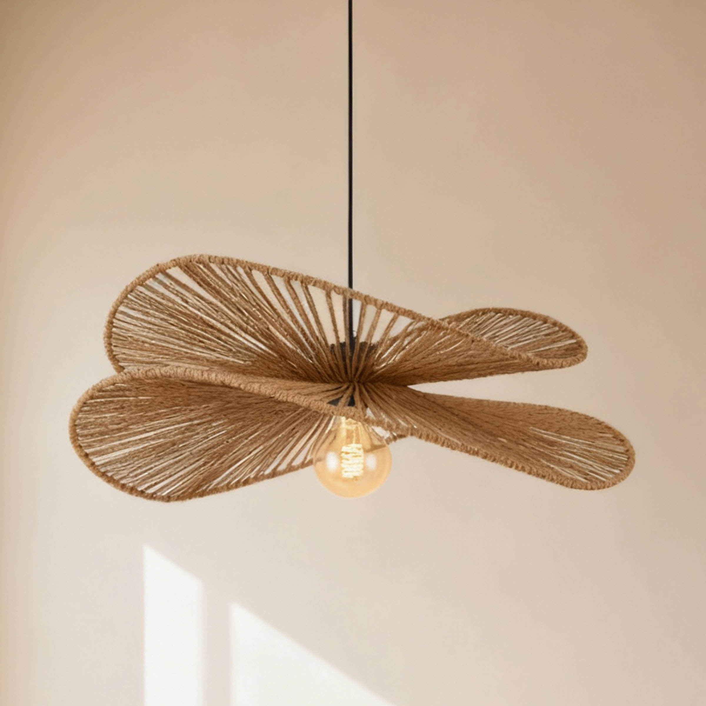 Fulger Pendant Light 1-bulb Cast Iron Paper Natural