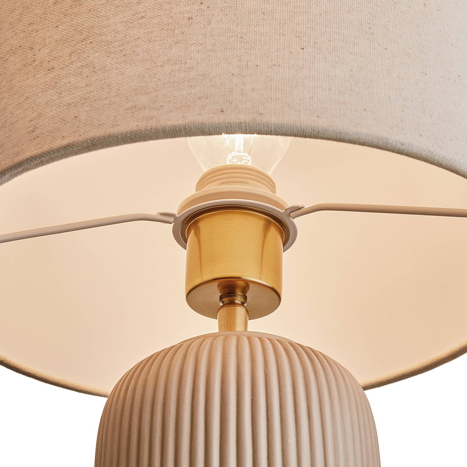Tischleuchte ST. TROPEZ Keramik Leinen Beige