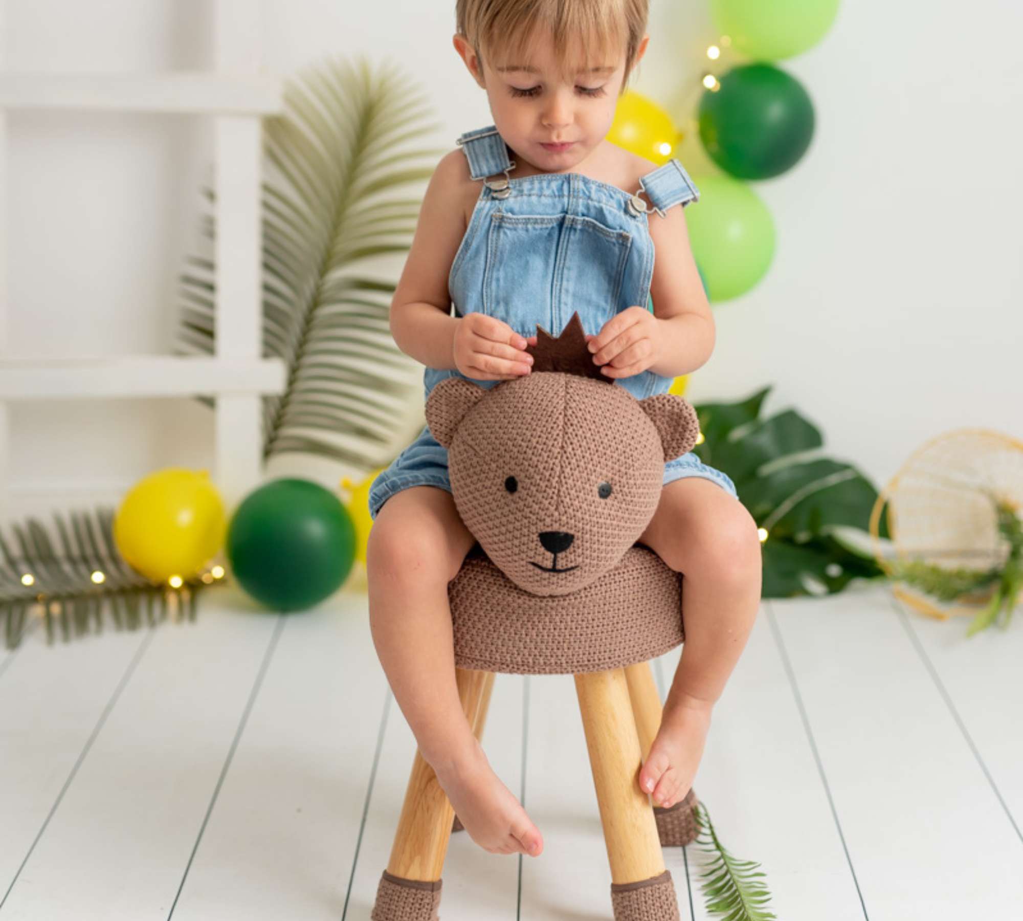 Yogui Kinderhocker Baumwolle Holz Braun