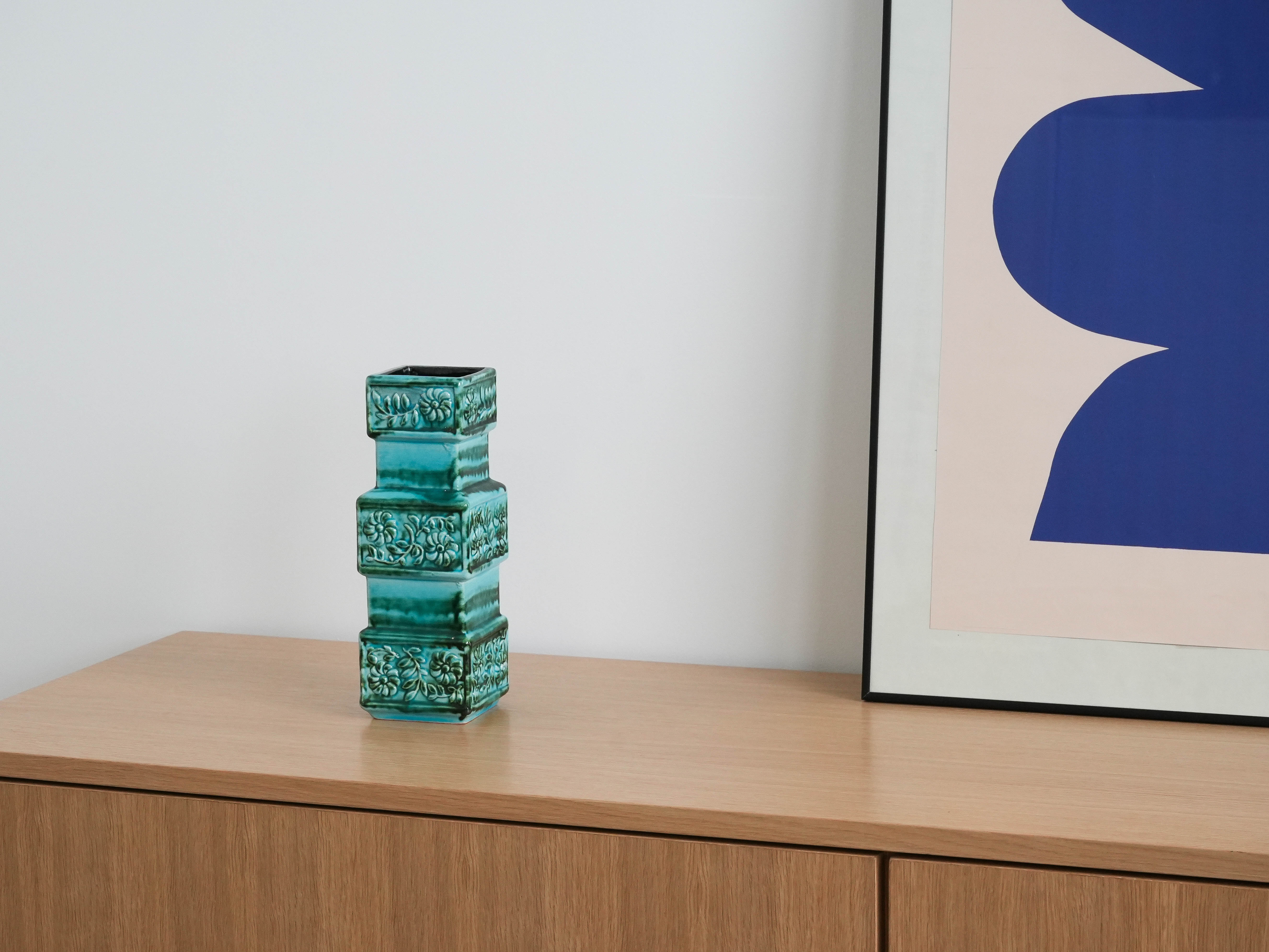 Keramikvase Türkis 1960er Jahre