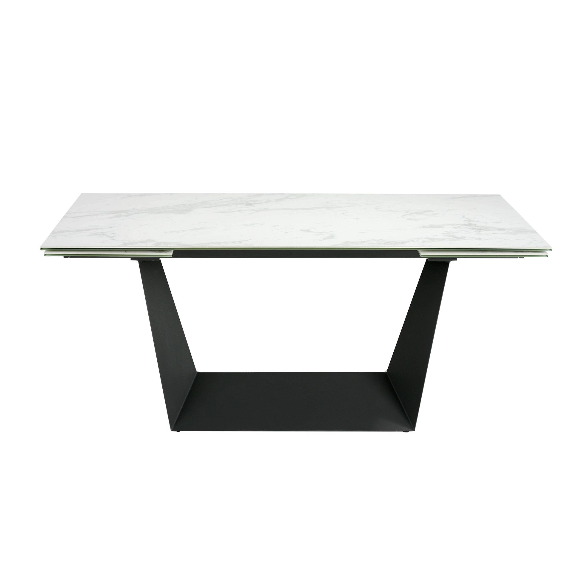 Dining table Black steel Porcelain-marble