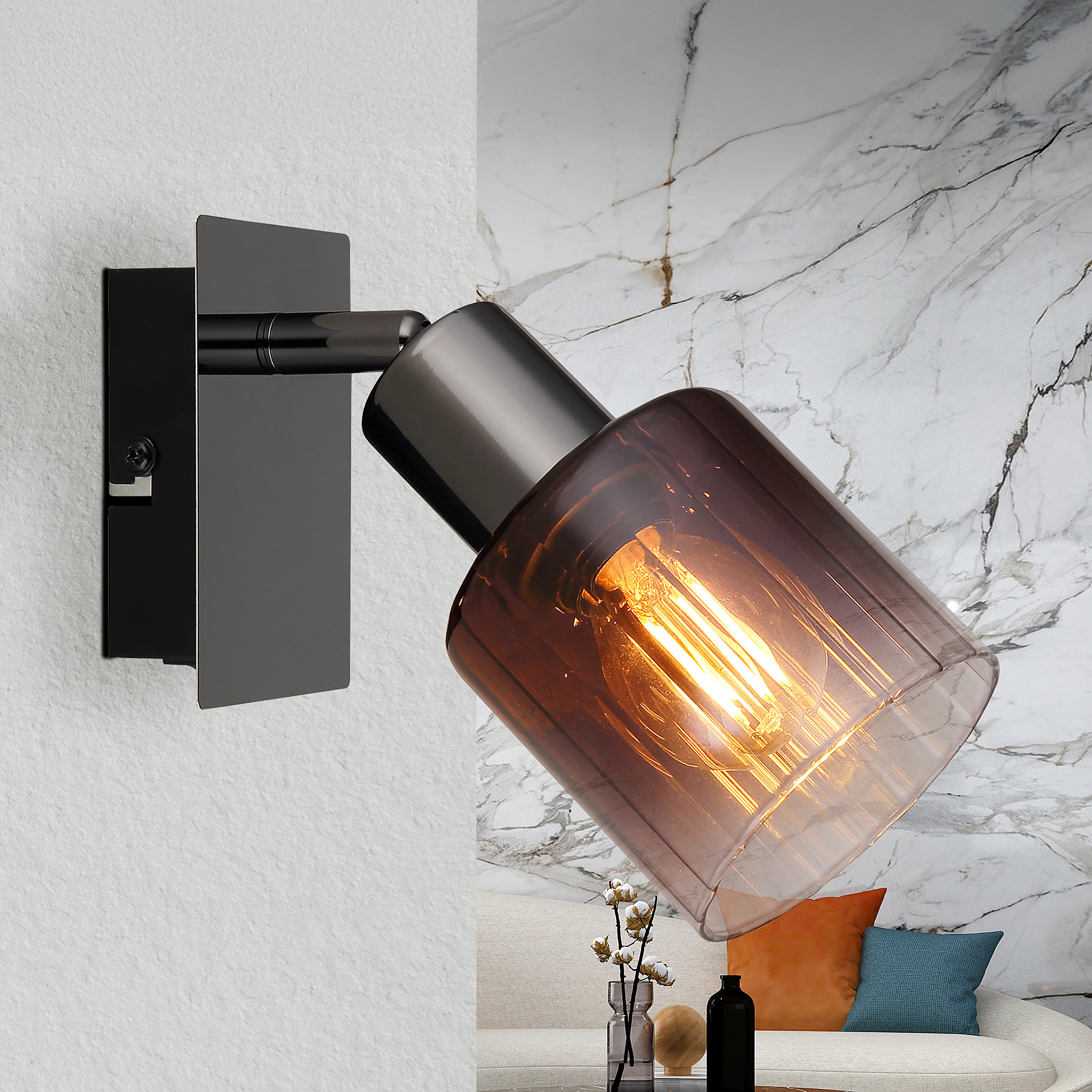 Satella Wall Lamp 1-light Iron Colored Glass