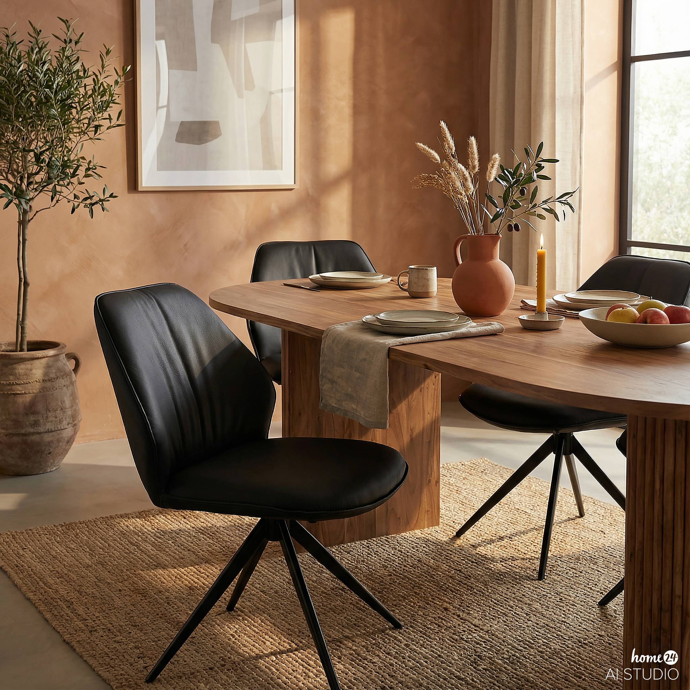 2x Linni Upholstered Swivel Chair Black