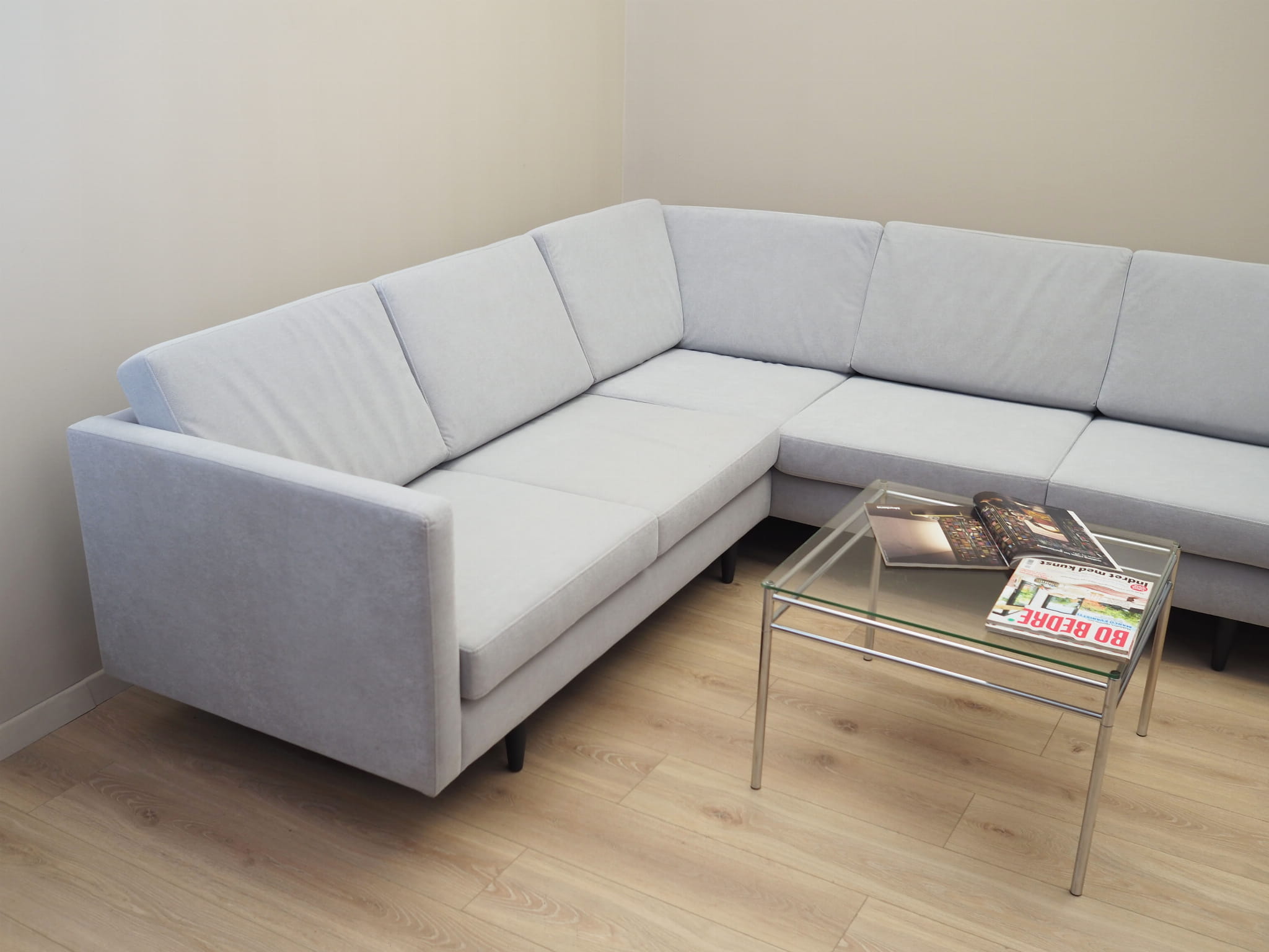 Corner sofa textile grey 1990s