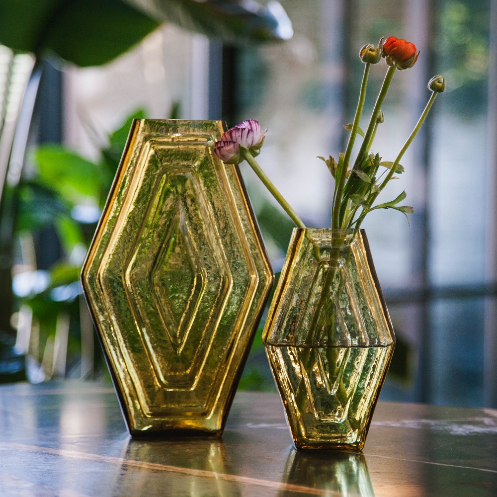 Infinite Hexagon Vase Glas Gelb